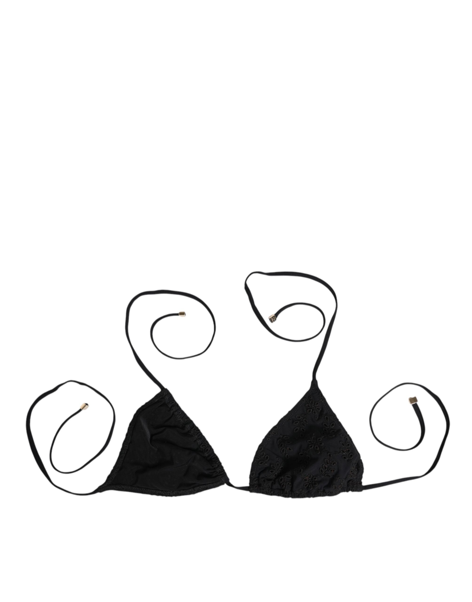 Black Embroidered Triangle Swimwear Underwear - ventzia