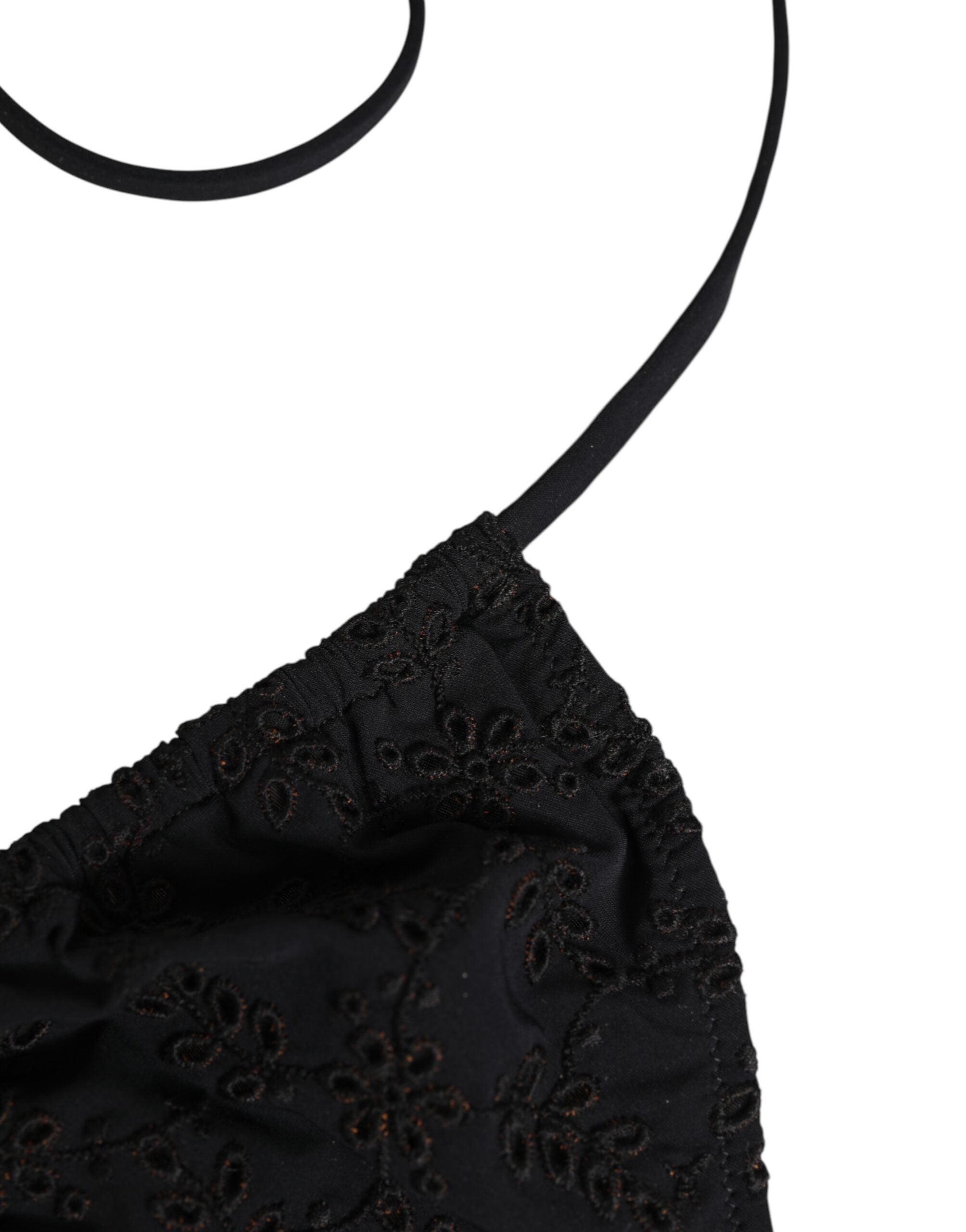 Black Embroidered Triangle Swimwear Underwear - ventzia