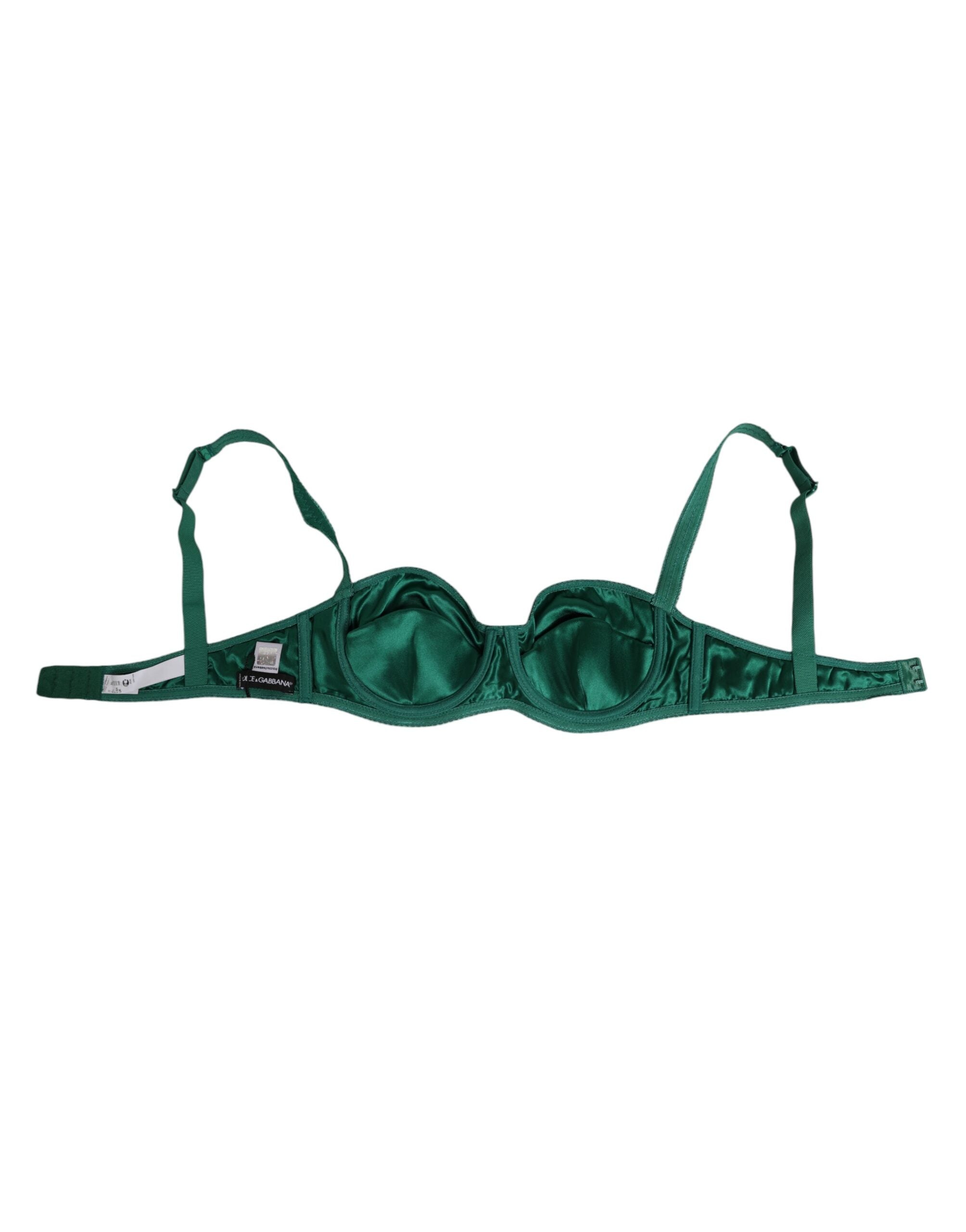Green Satin Semi-Padded Underwire Musk Underwear - ventzia