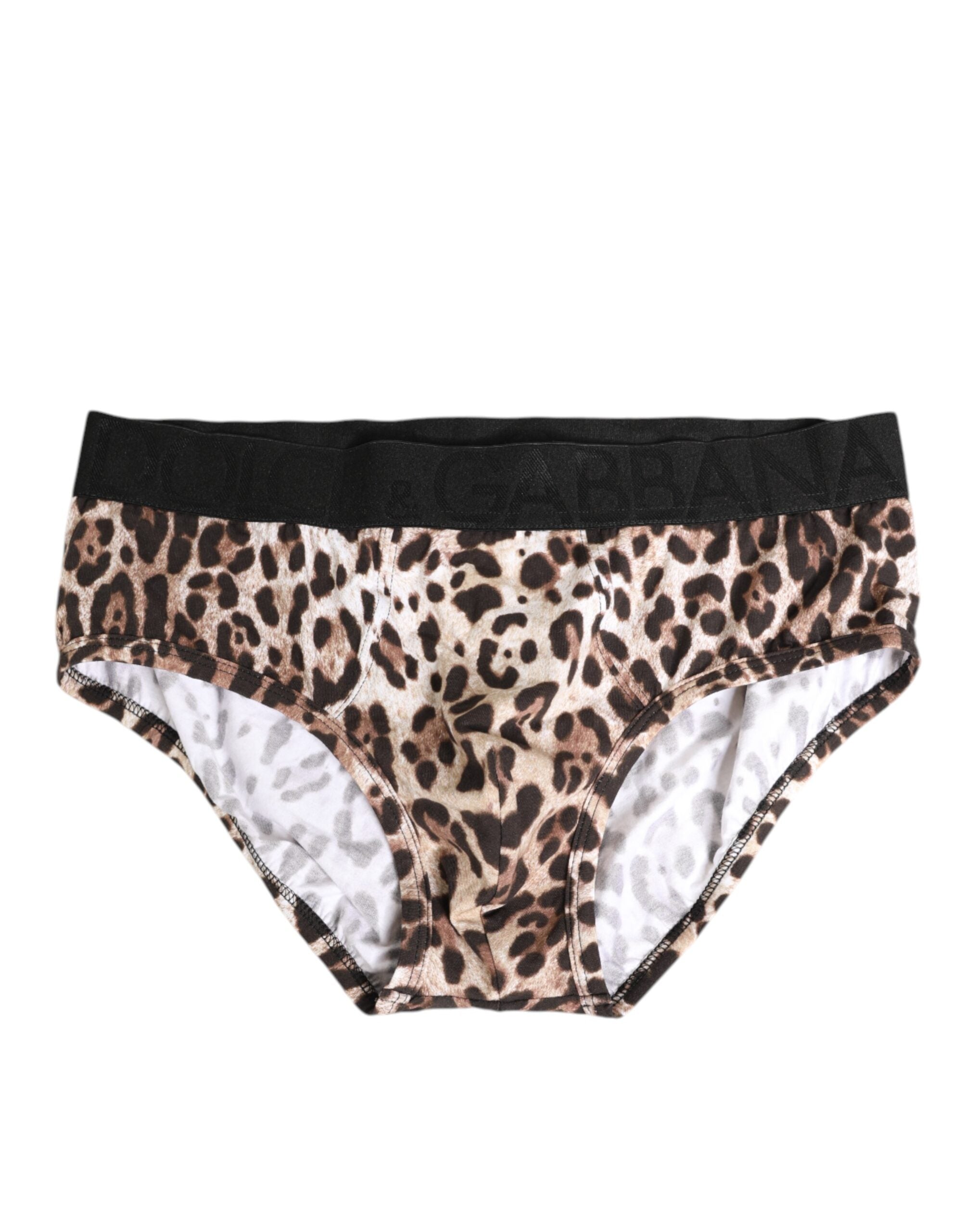 Leopard Print Black Waistband Cotton Underwear - ventzia