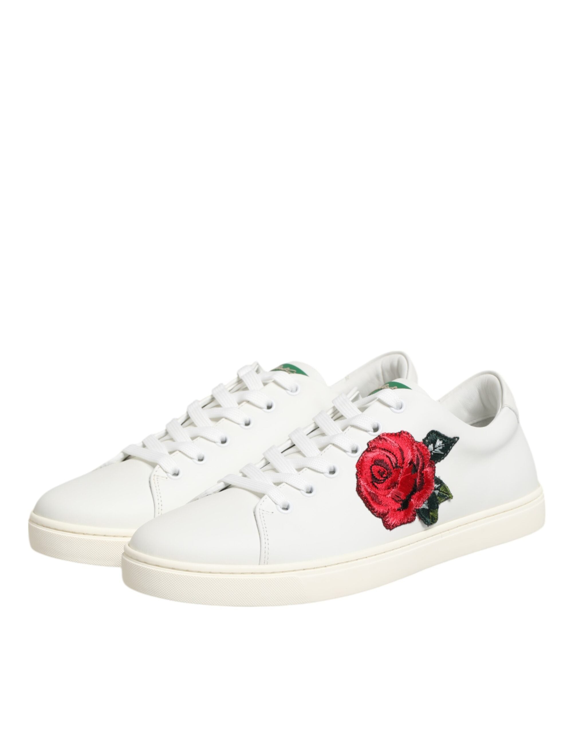 White Leather Rose Embroidery Low-Top  Shoes - ventzia