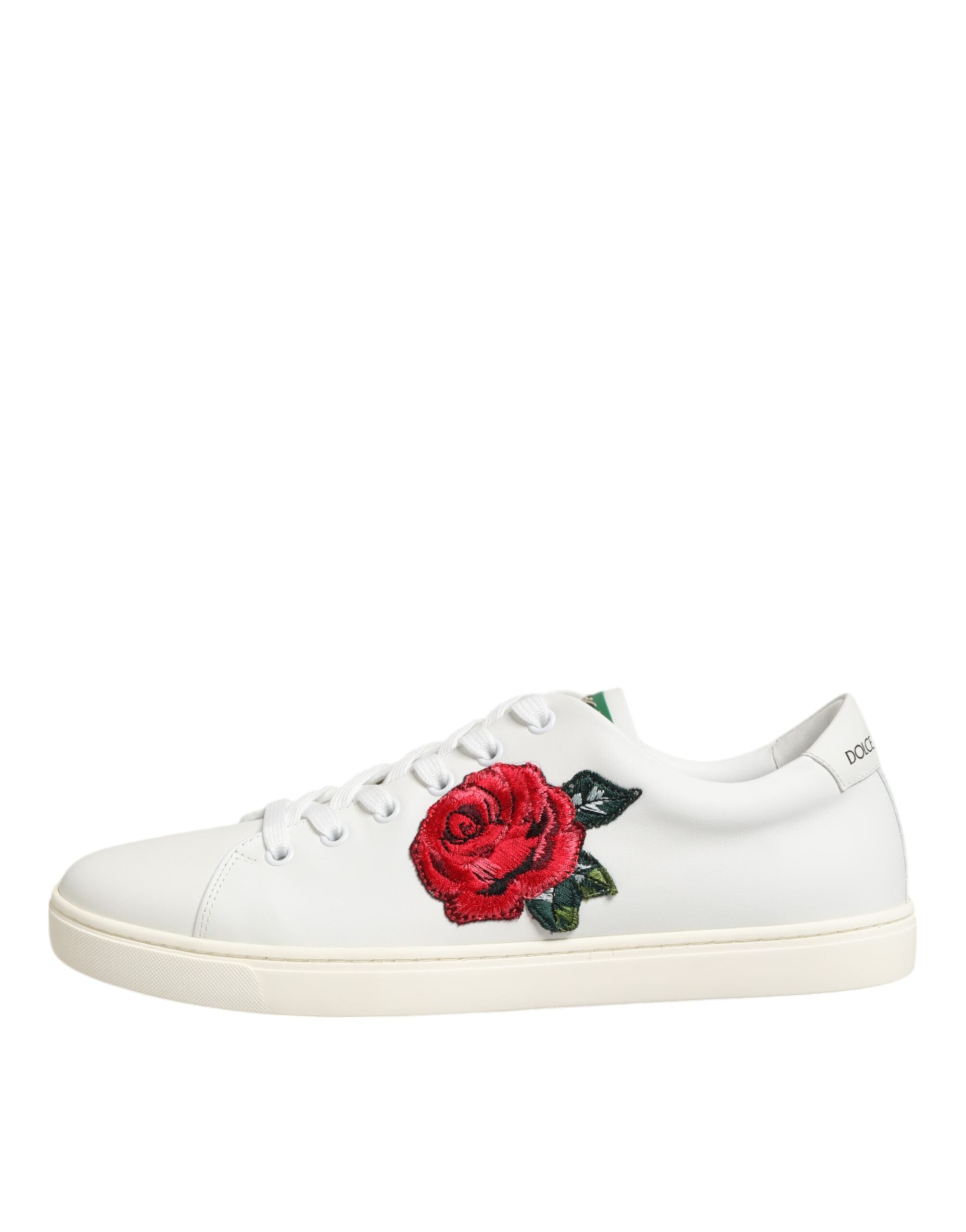 White Leather Rose Embroidery Low-Top  Shoes - ventzia