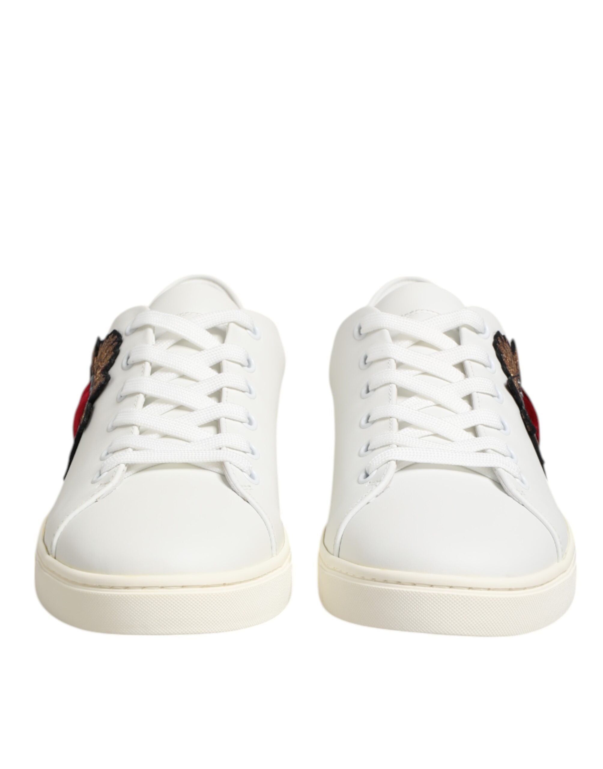 White Leather Sacre Heart Patch Sneakers  Shoes - ventzia