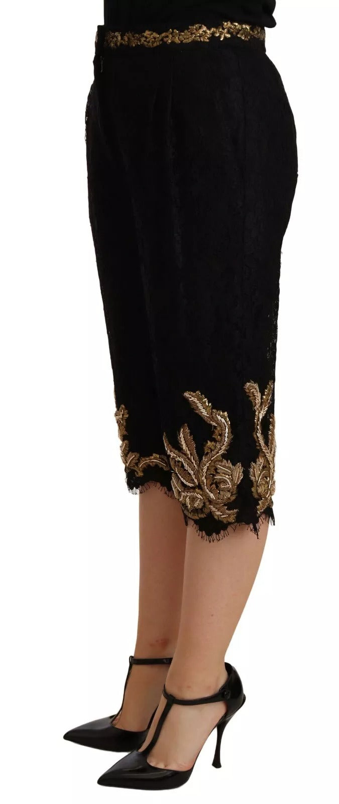 Black Lace Gold Baroque SPECIAL PIECE Shorts - ventzia