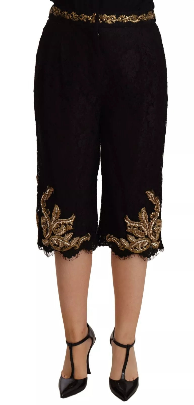 Black Lace Gold Baroque SPECIAL PIECE Shorts - ventzia