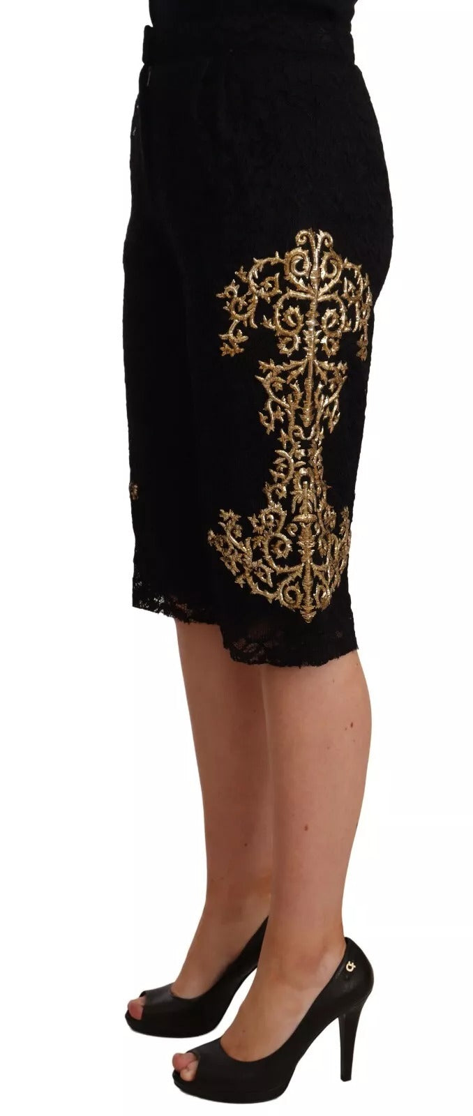 Black Lace Gold Baroque SPECIAL PIECE Shorts - ventzia