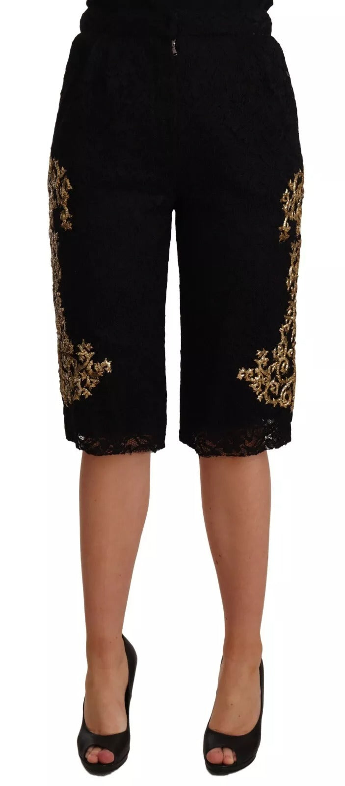 Black Lace Gold Baroque SPECIAL PIECE Shorts - ventzia