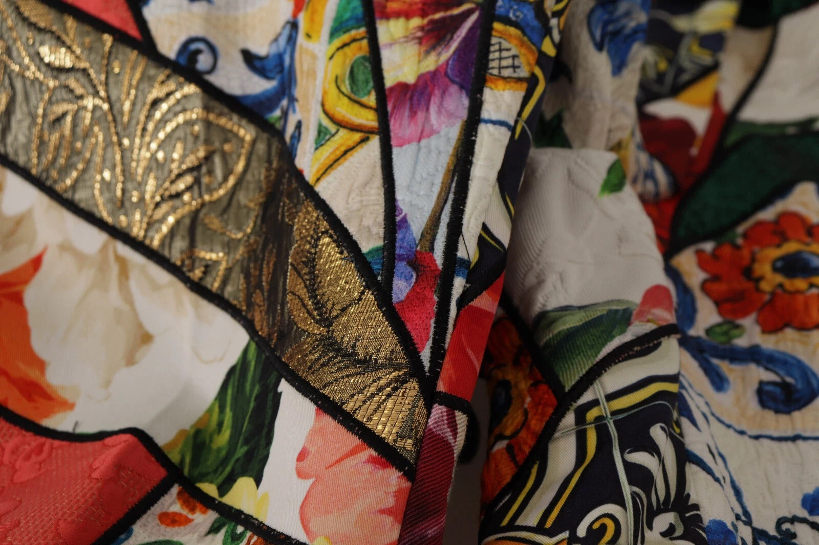 Multicolor Patchwork Jacquard High Waist Pants - ventzia