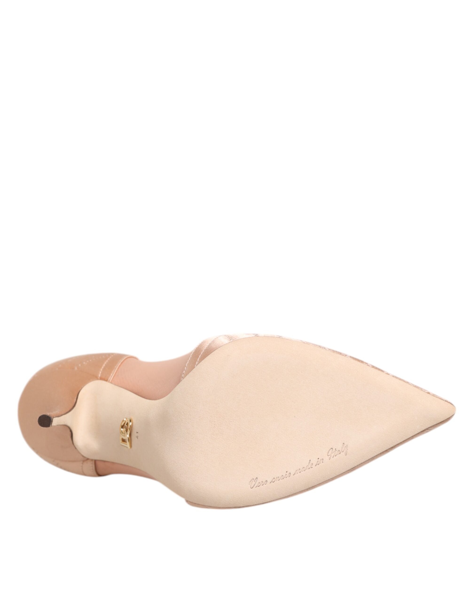 Cipria Nude Satin Mesh Stiletto Pumps Shoes - ventzia