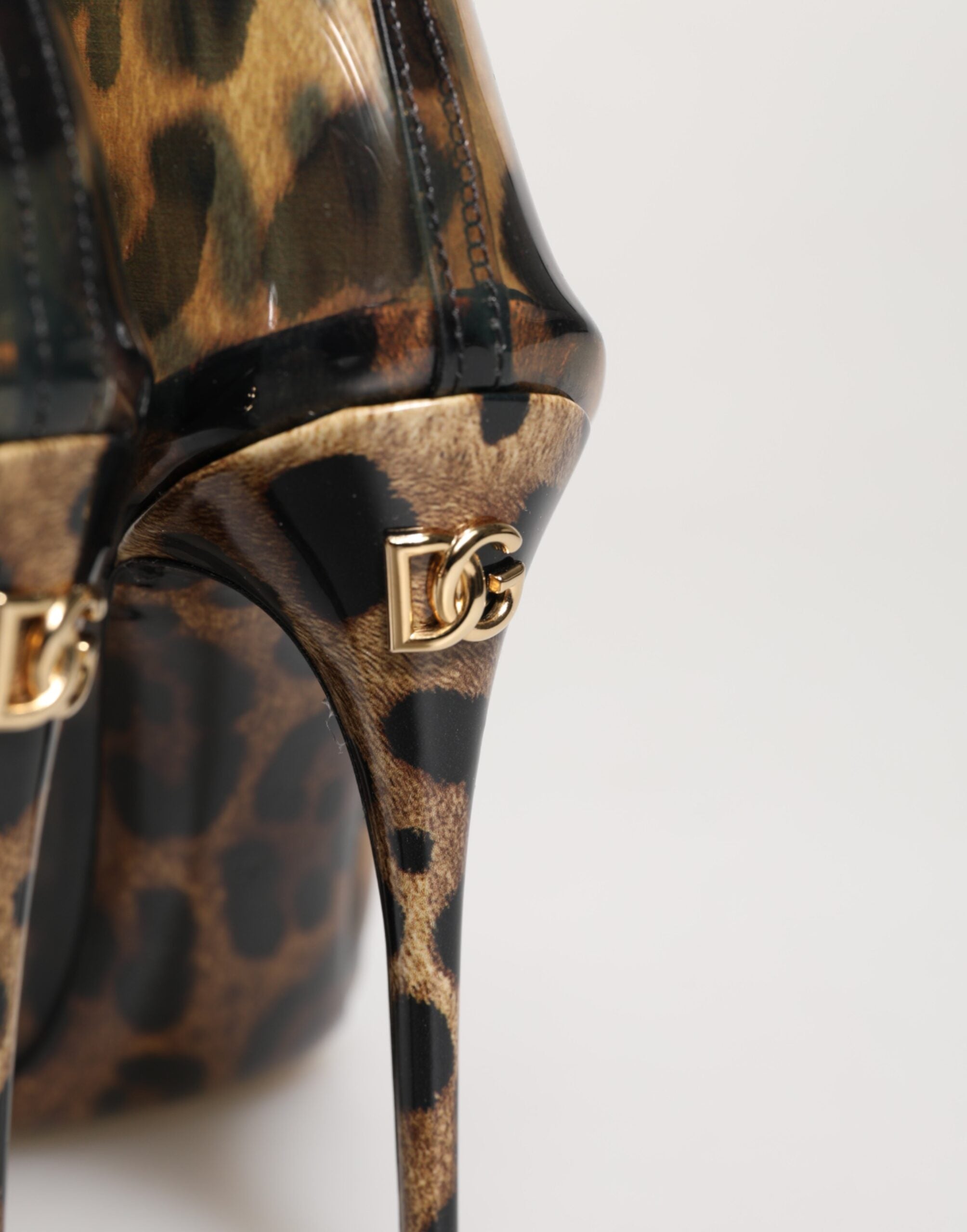 Leopard Print PVC Pointed Toe Boots Shoes - ventzia