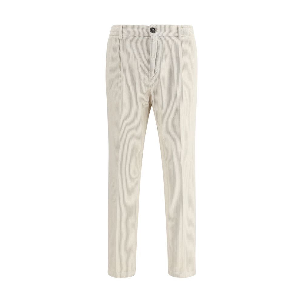White Cotton Casual Pants - ventzia