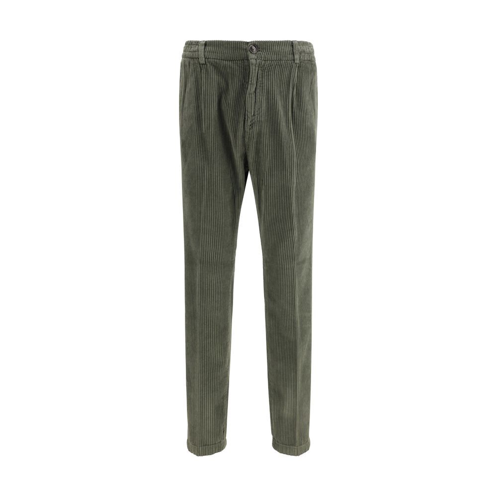 Green Cotton Casual Pants - ventzia