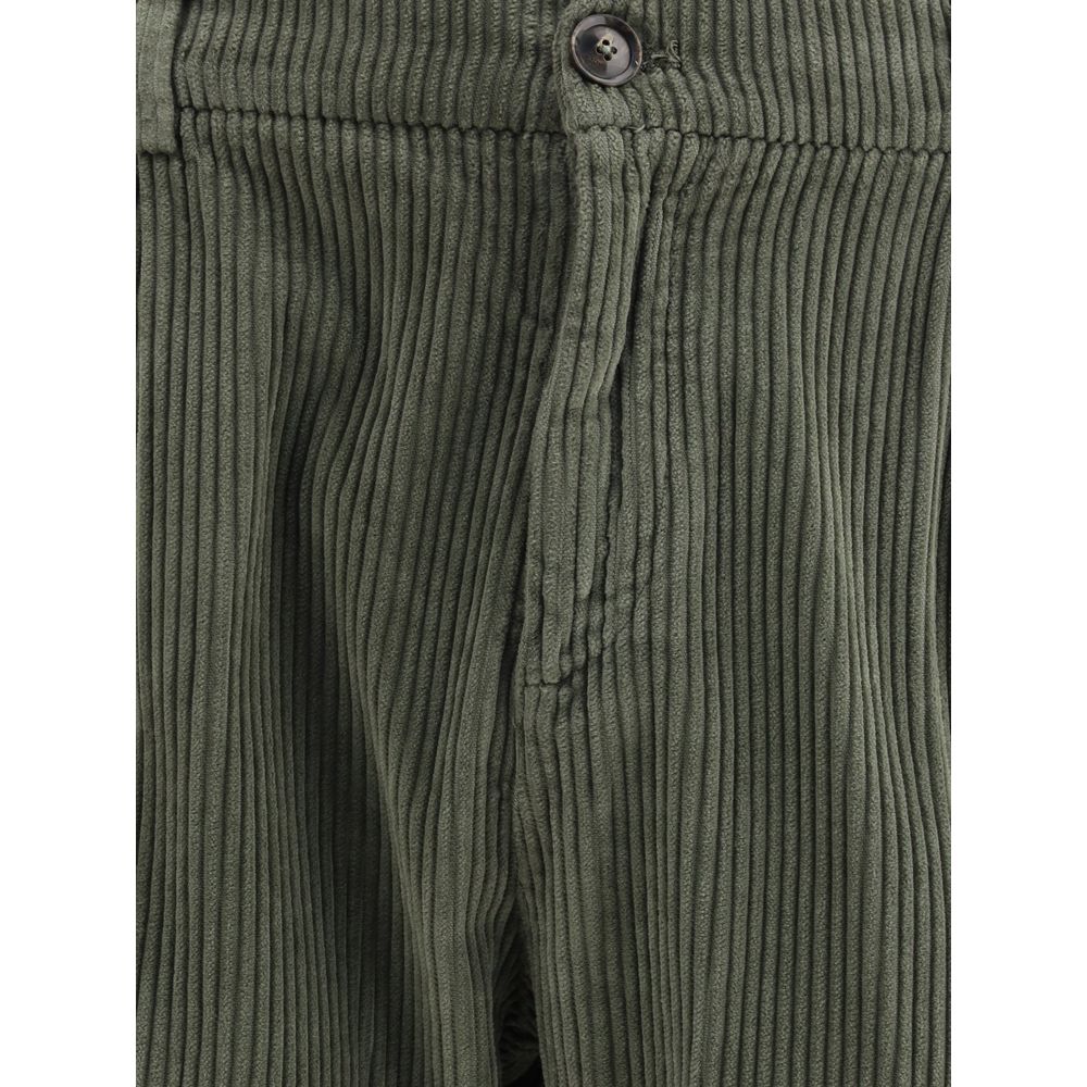 Green Cotton Casual Pants - ventzia