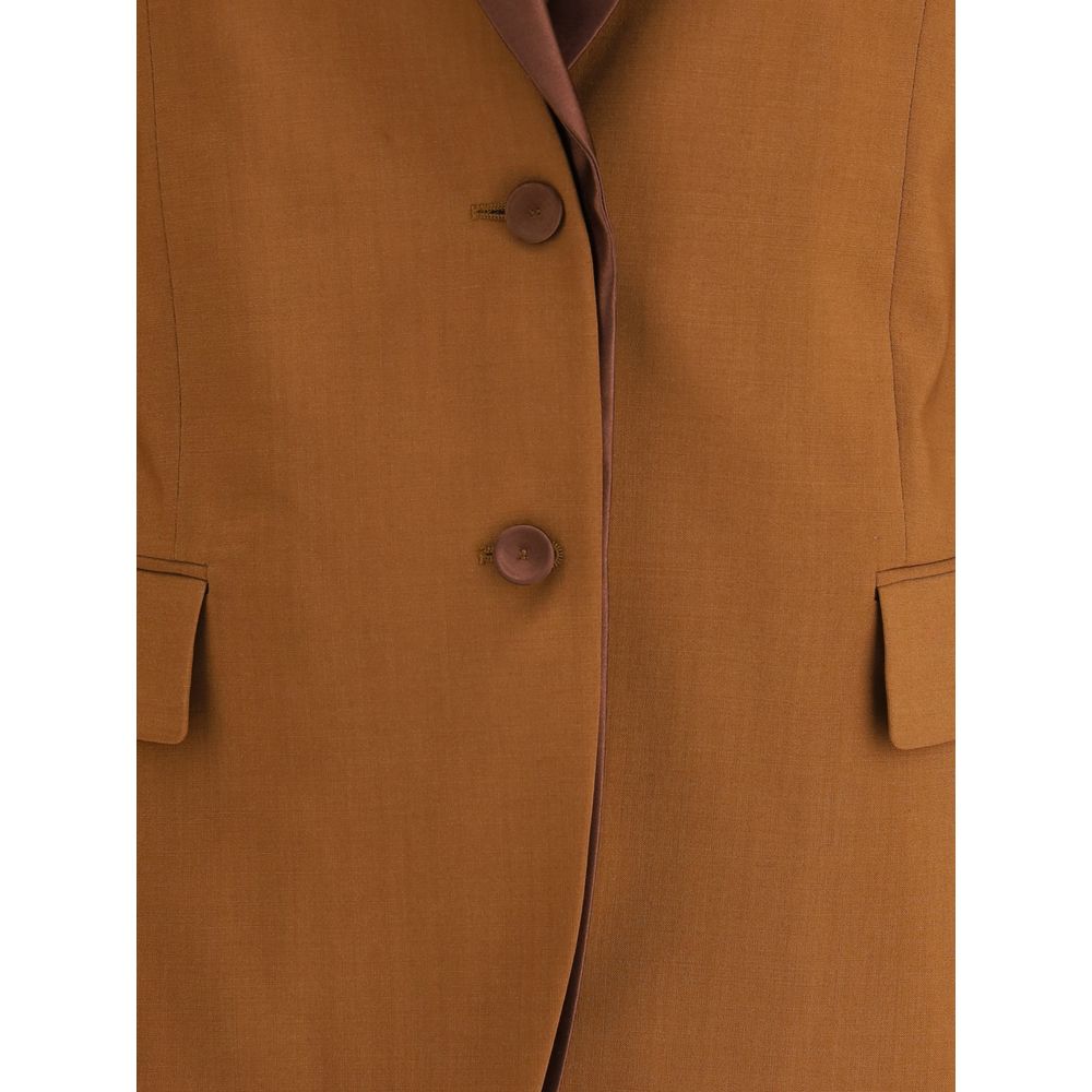 Brown Wool Blazer - ventzia