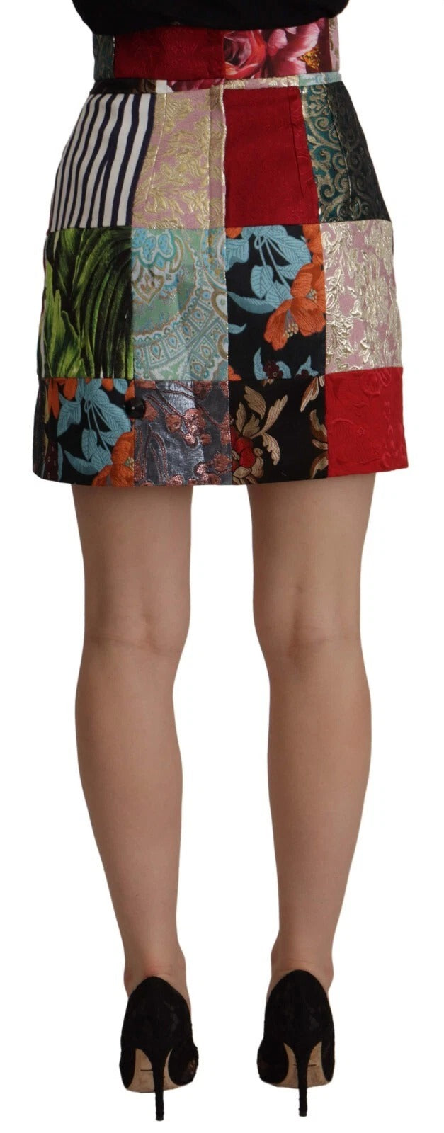 Multicolor Patchwork A-line Polyester Skirt - ventzia