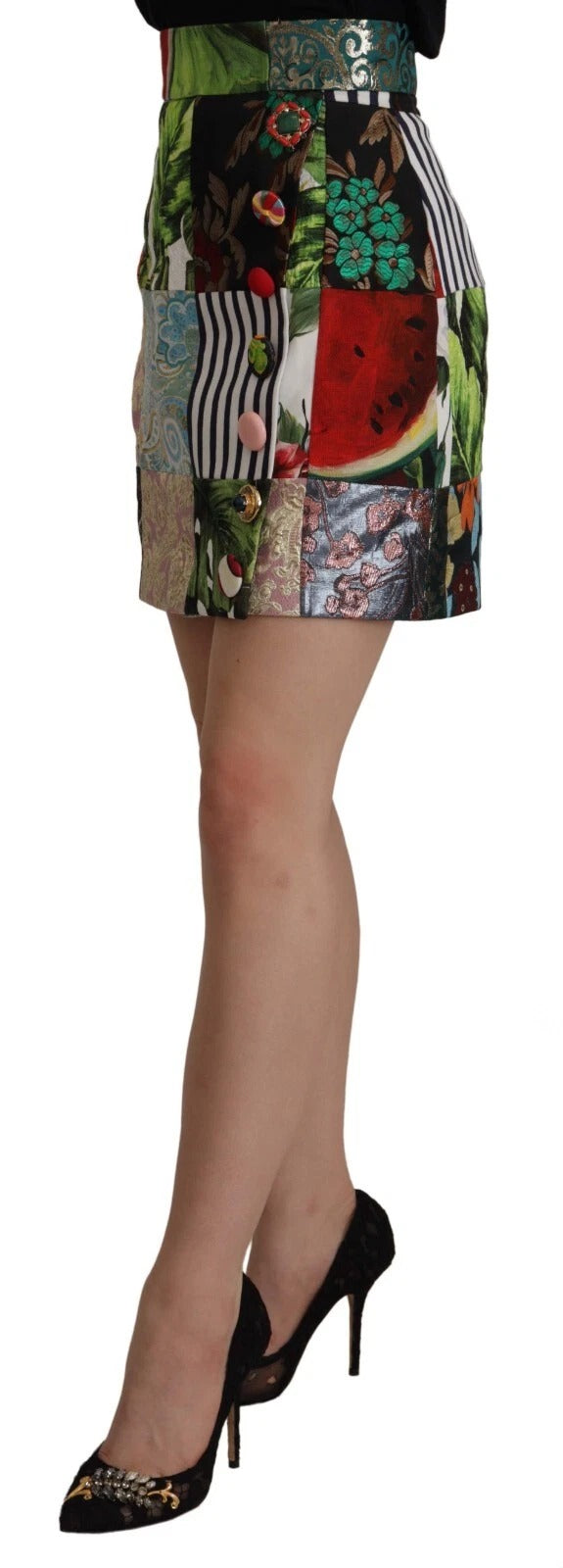Multicolor Patchwork A-line Polyester Skirt - ventzia