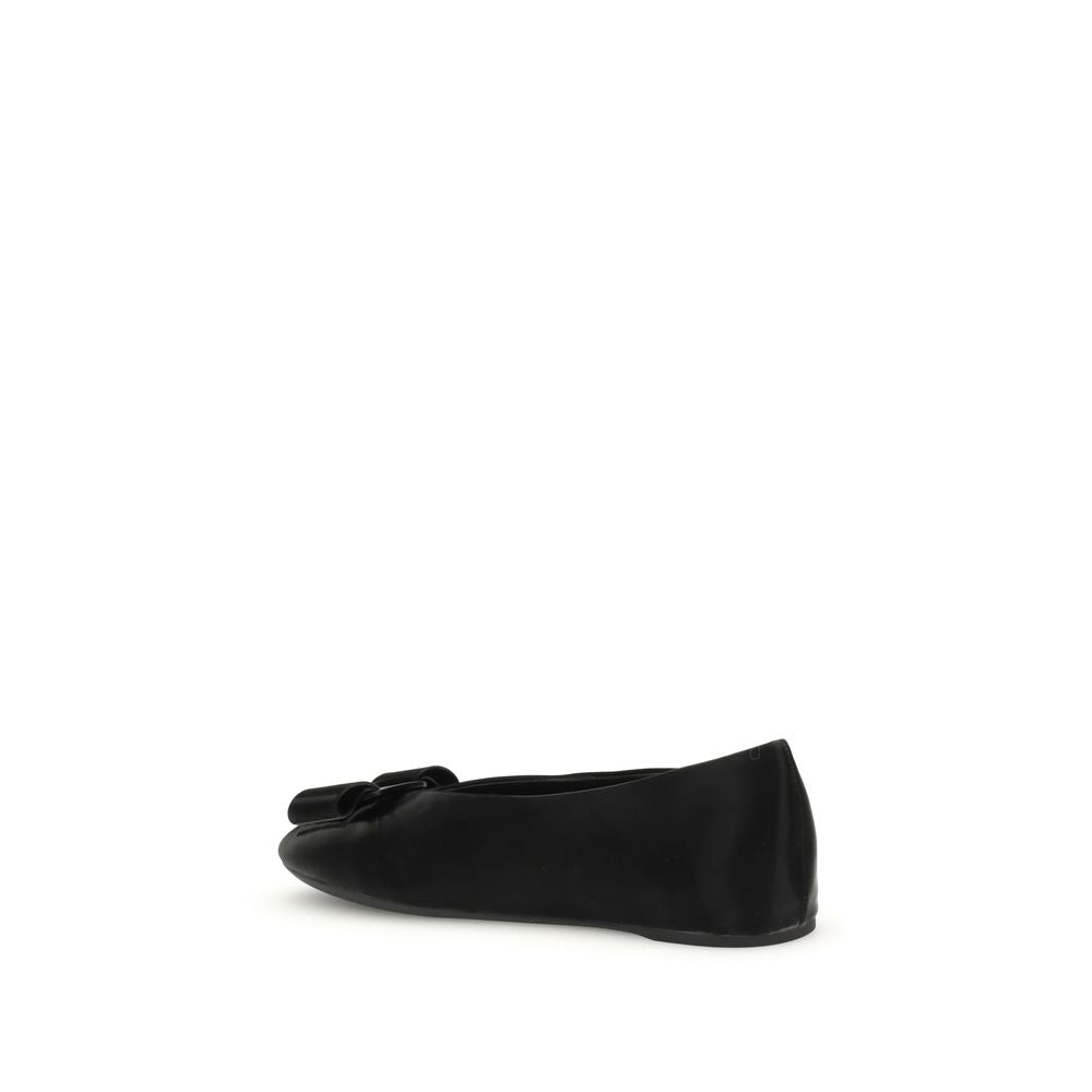 Black Calf Leather Bos Taurus Ballet Flats - ventzia
