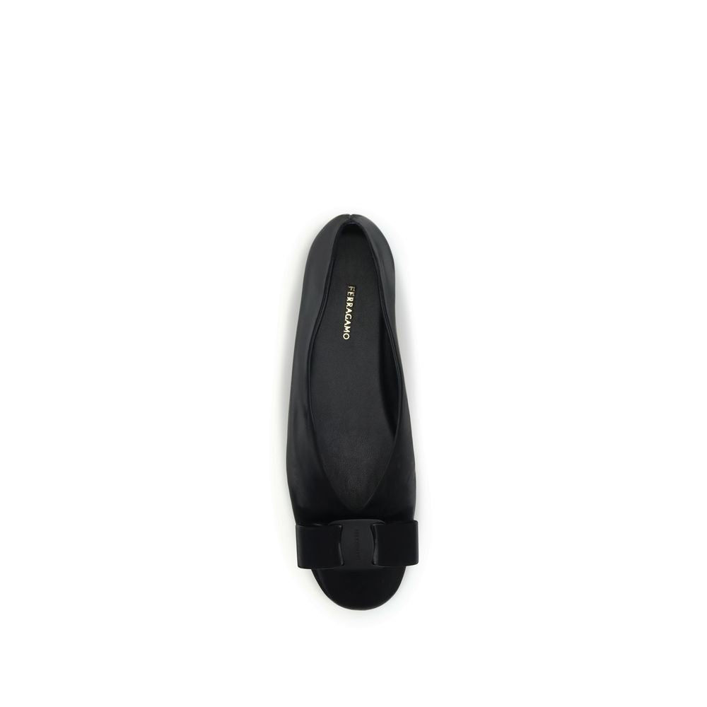 Black Calf Leather Bos Taurus Ballet Flats - ventzia