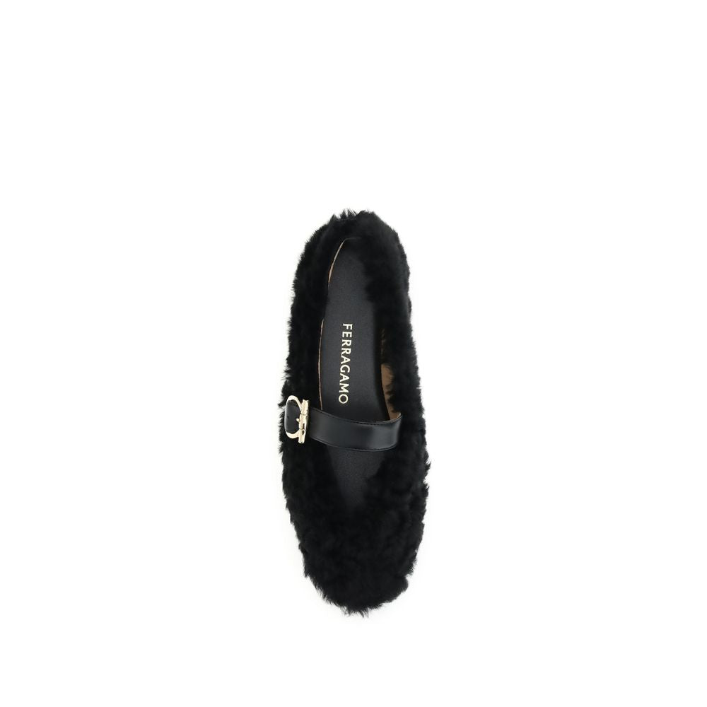 Black Fur Ballet Flats - ventzia