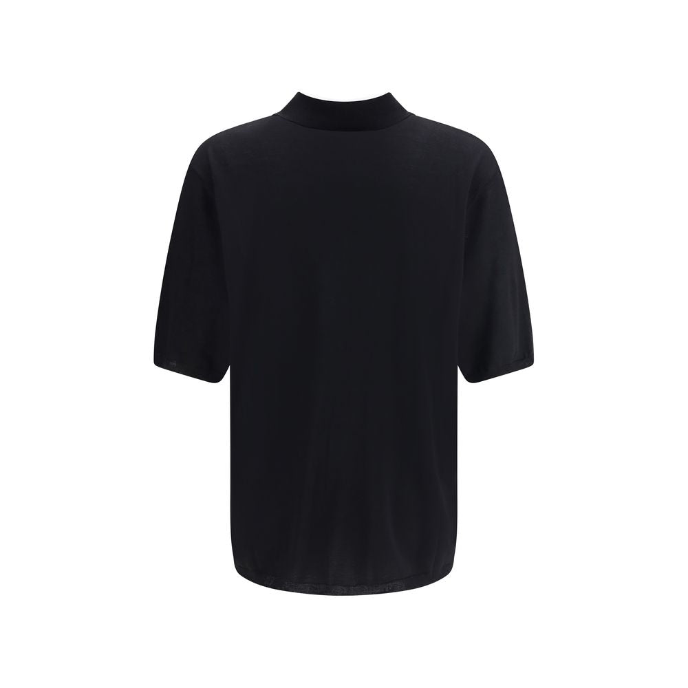 Black Wool Polo Shirt - ventzia