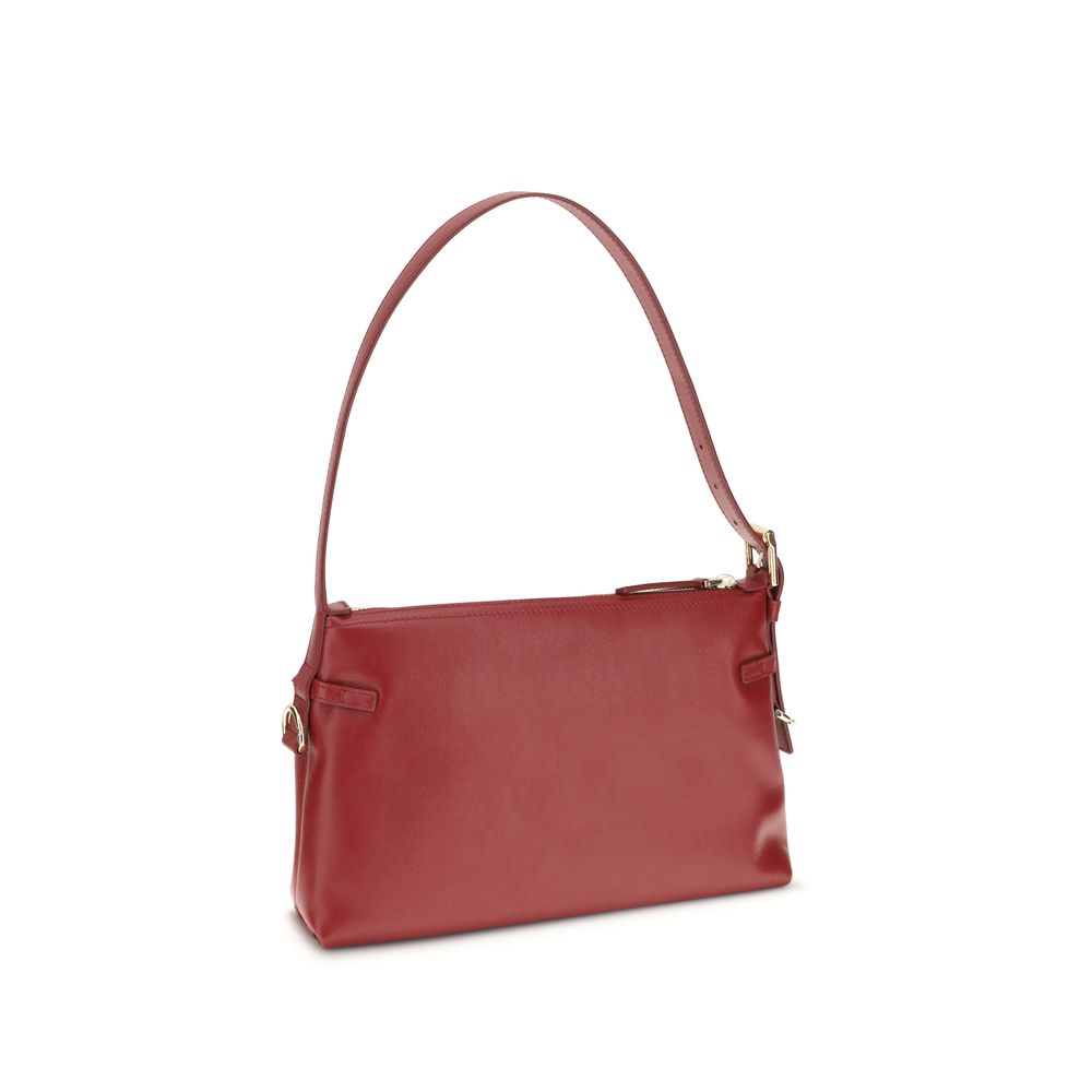 Red Calf Leather Bos Taurus Shoulder Bag - ventzia