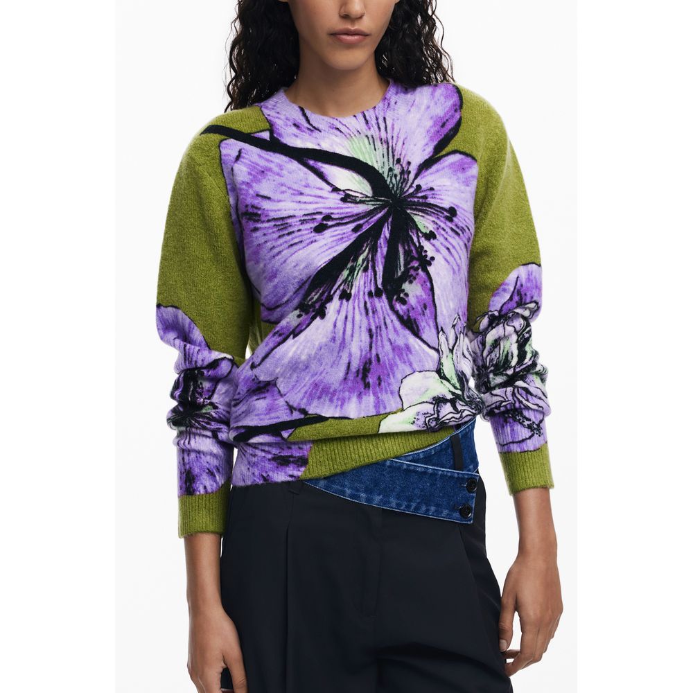 Purple Elastane Women Sweater - ventzia