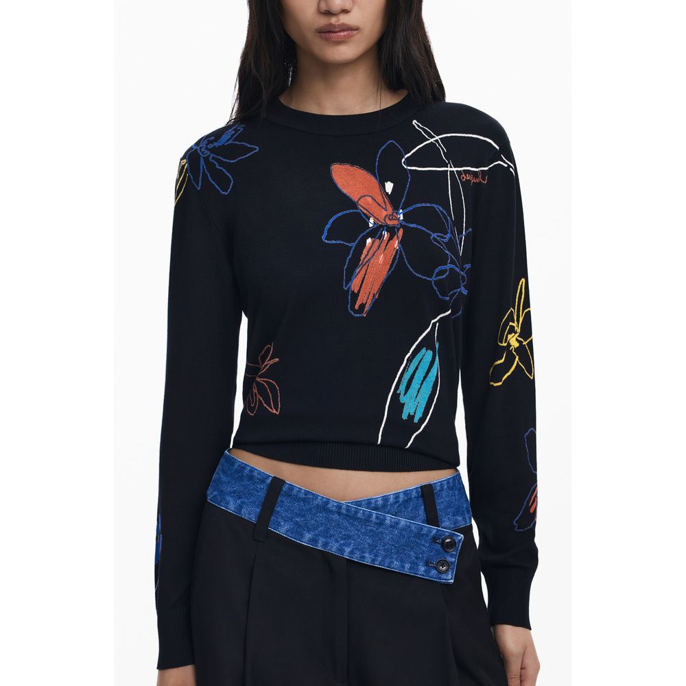 Black Viscose Women Sweater - ventzia