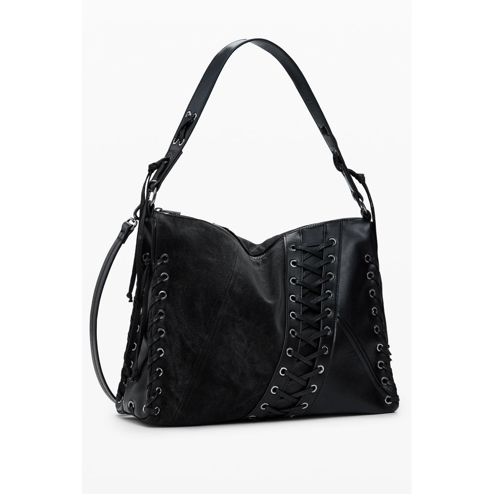 Black Polyethylene Women Handbag - ventzia