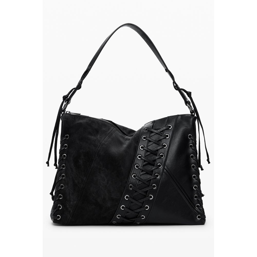 Black Polyethylene Women Handbag - ventzia