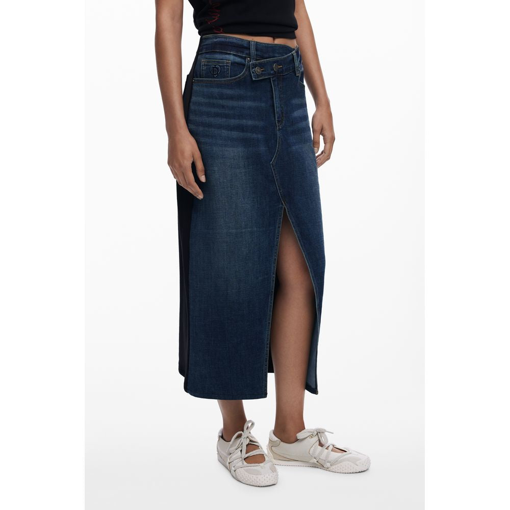 Blue Cotton Women Skirt - ventzia