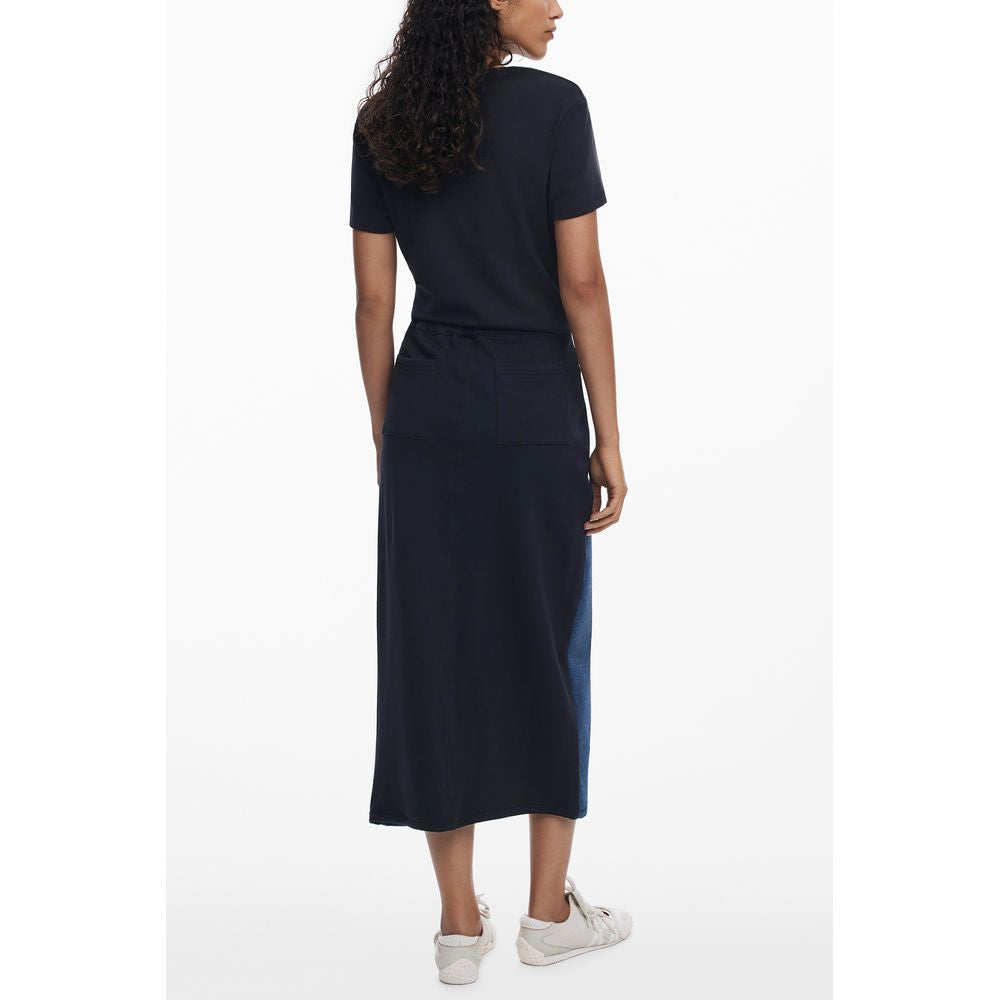 Blue Cotton Women Skirt - ventzia