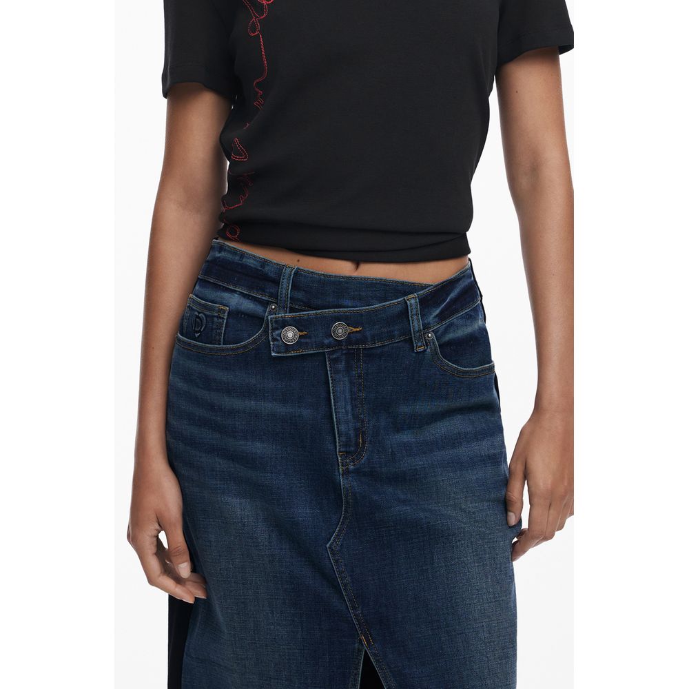 Blue Cotton Women Skirt - ventzia