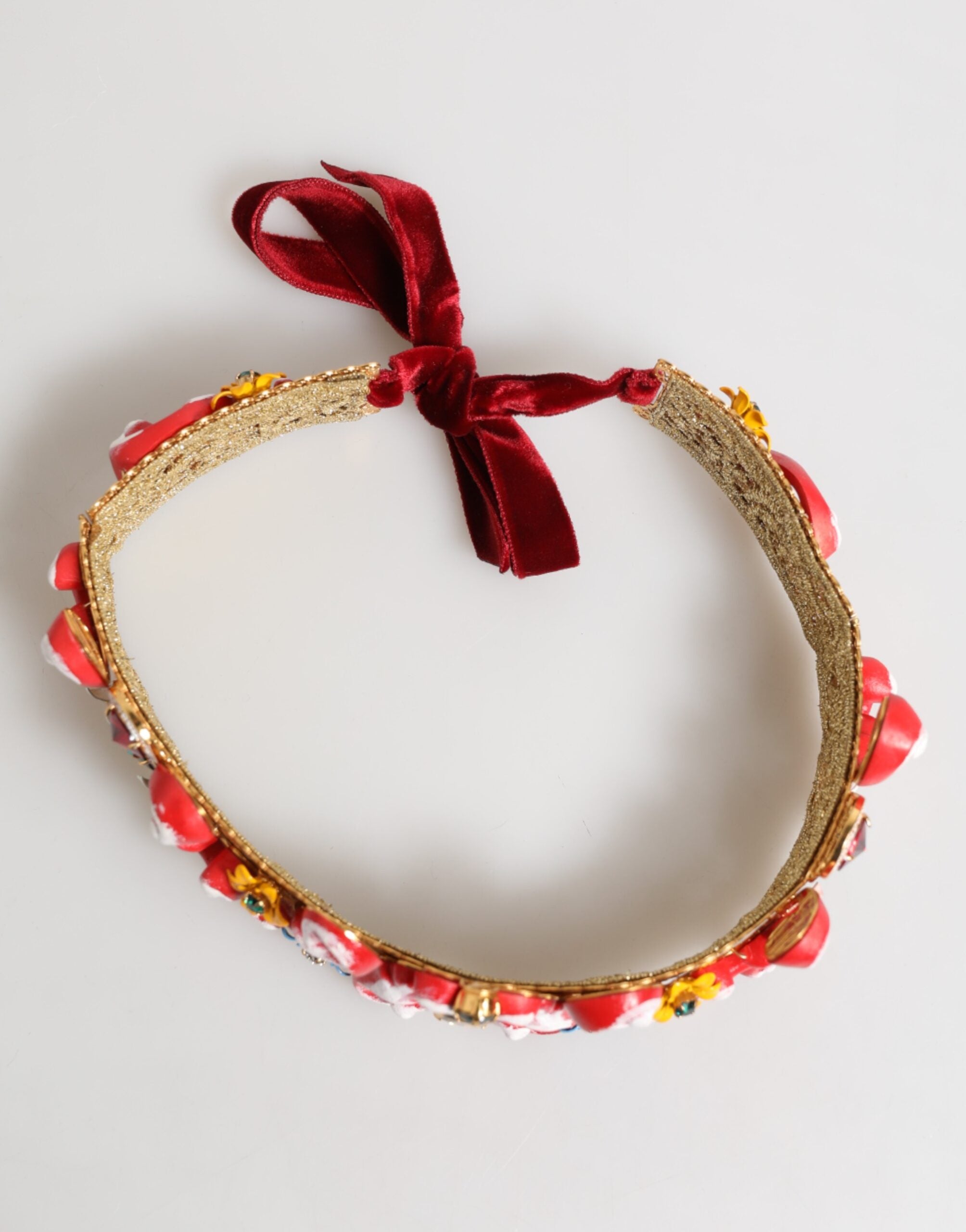 Red Carretto Multicolor Crystal Gold Tiara Crow Headband - ventzia
