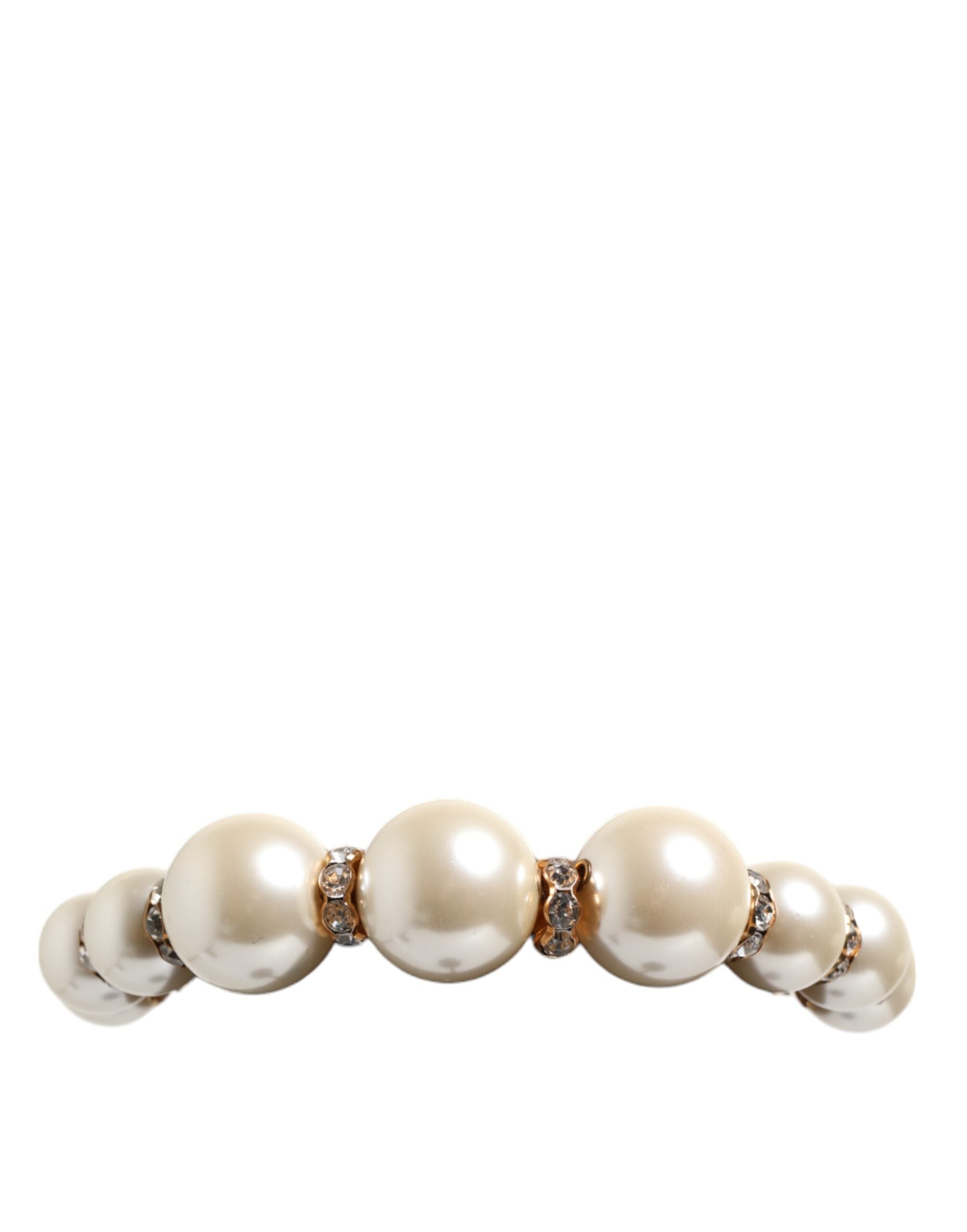 Gold Pearl Crystal Embellished Tiara Hair Accessory Headband - ventzia