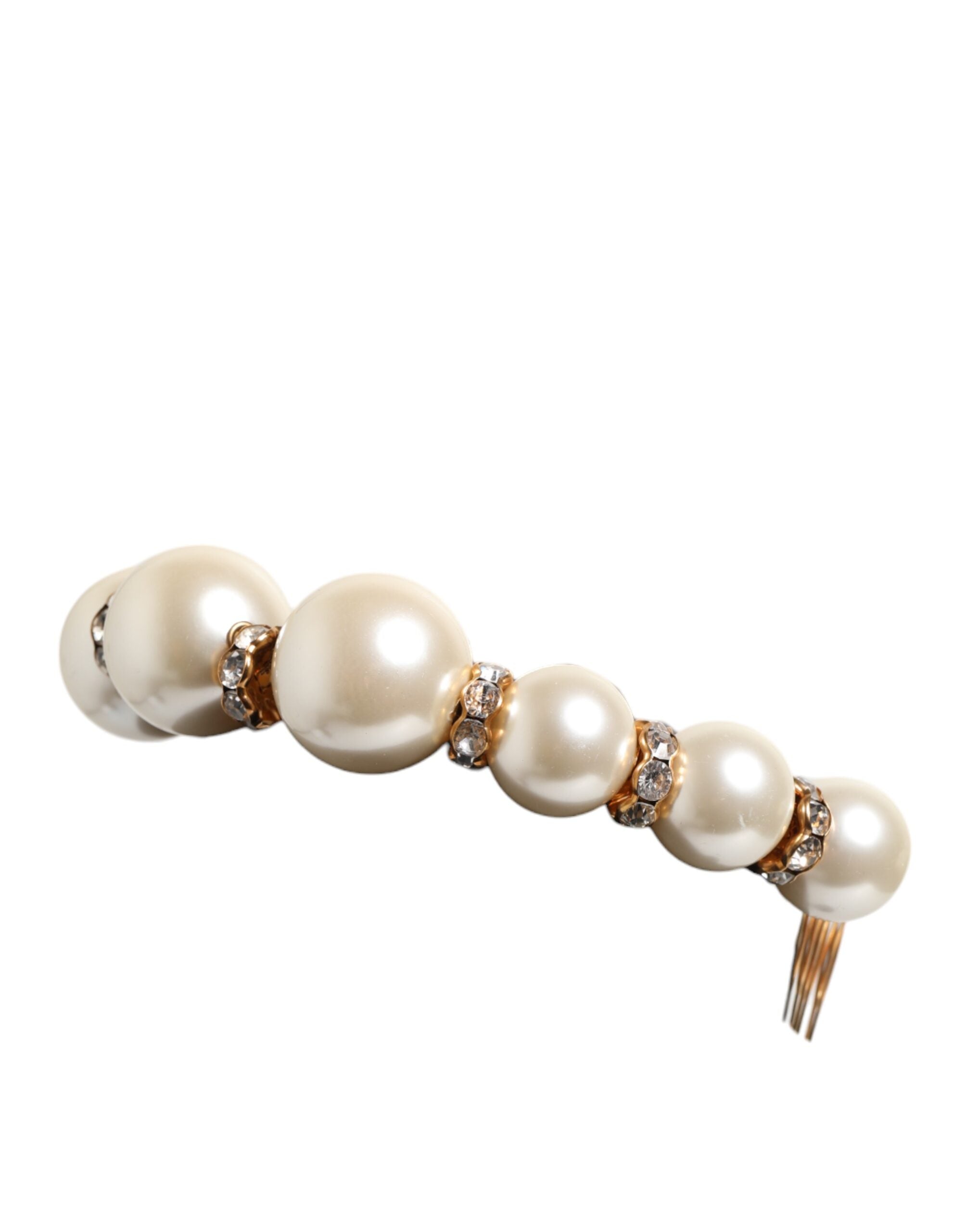 Gold Pearl Crystal Embellished Tiara Hair Accessory Headband - ventzia