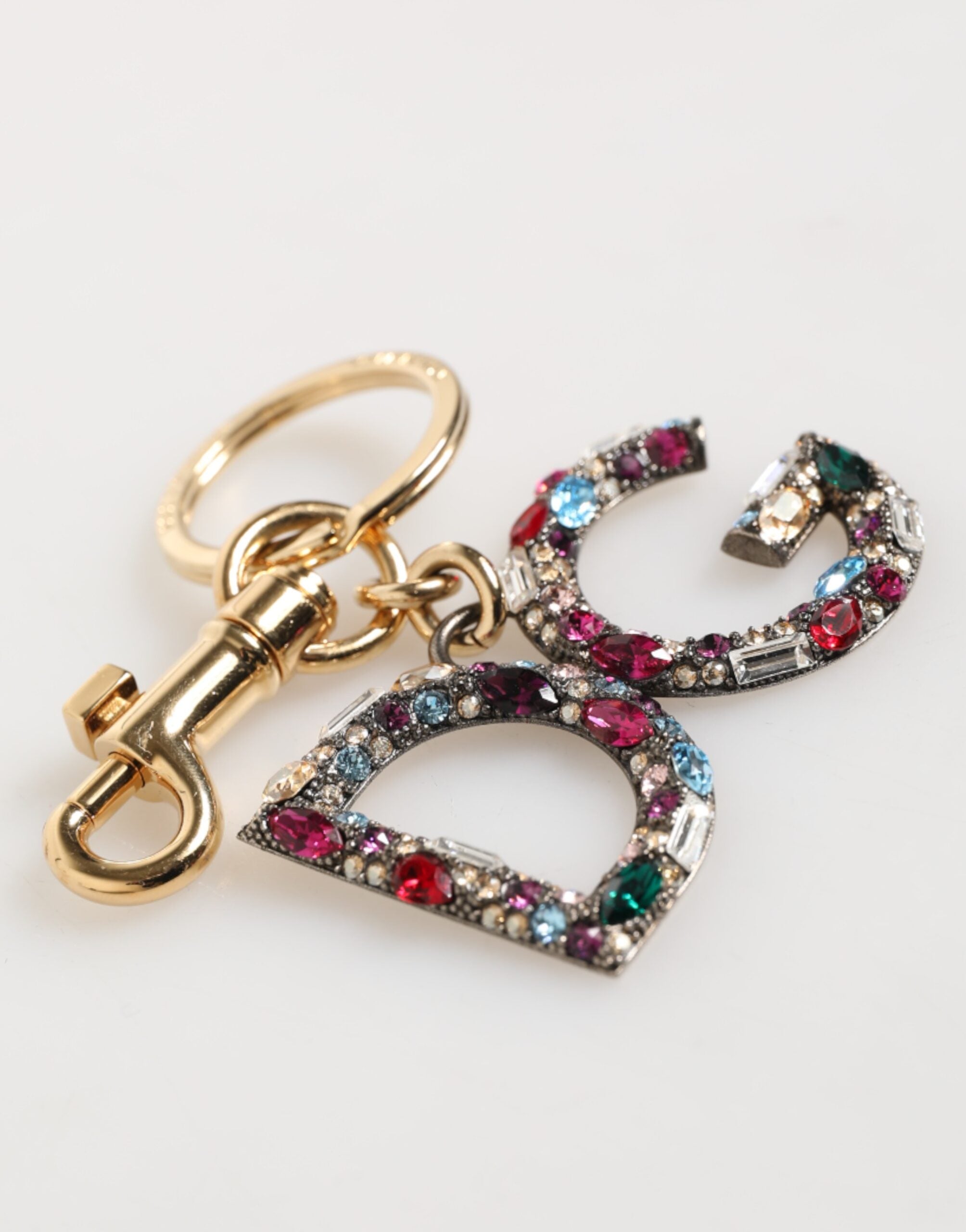 Multicolor Crystal DG Logo Gold Keychain Charm Keyring - ventzia