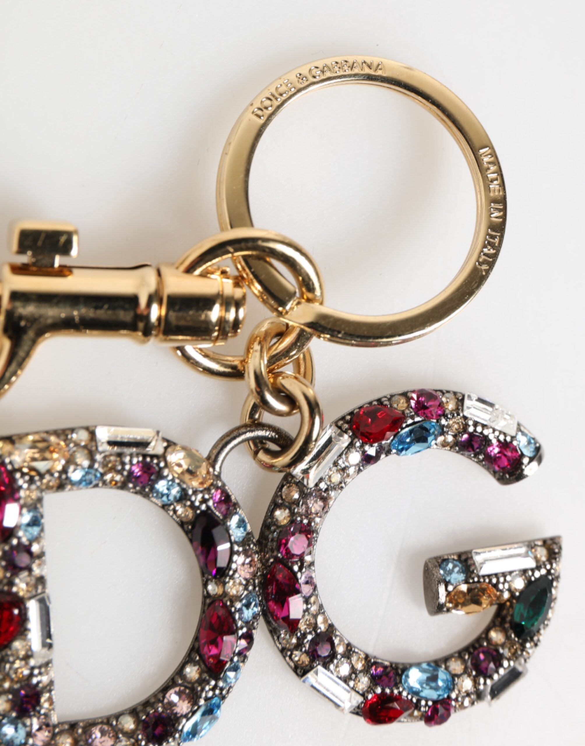 Multicolor Crystal DG Logo Gold Keychain Charm Keyring - ventzia