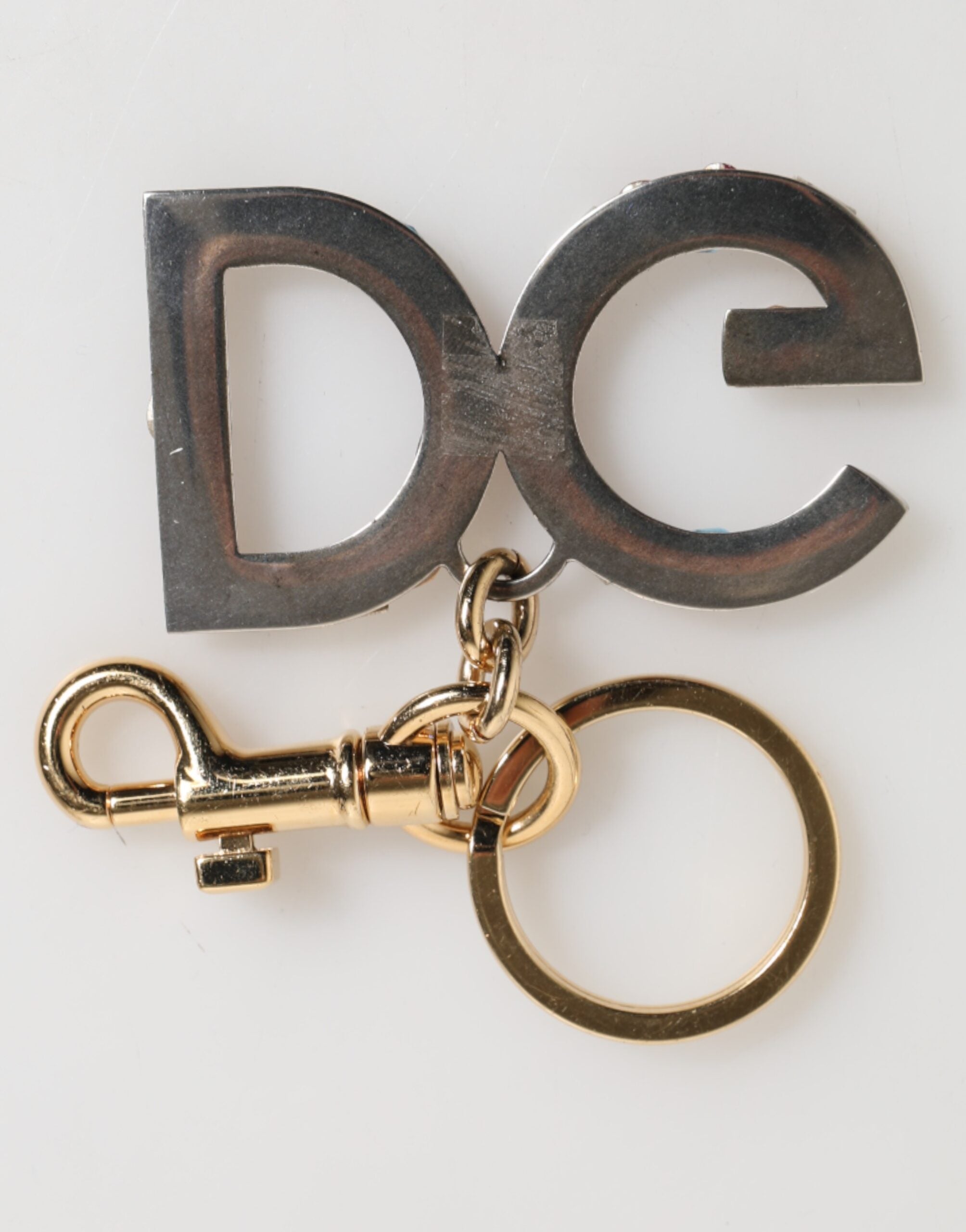 Multicolor Crystal DG Logo Gold Keychain Charm Keyring - ventzia