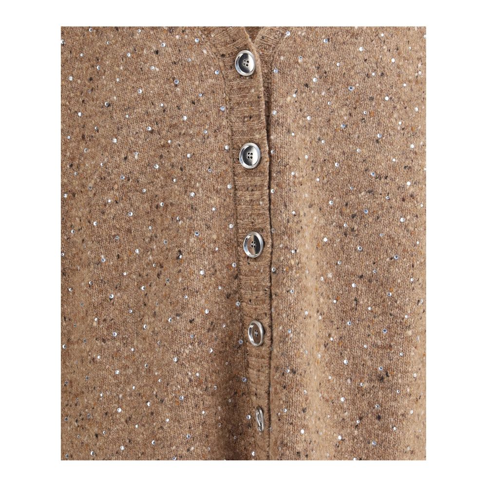 Bouclé fabric Cardigan with rhinestones - ventzia