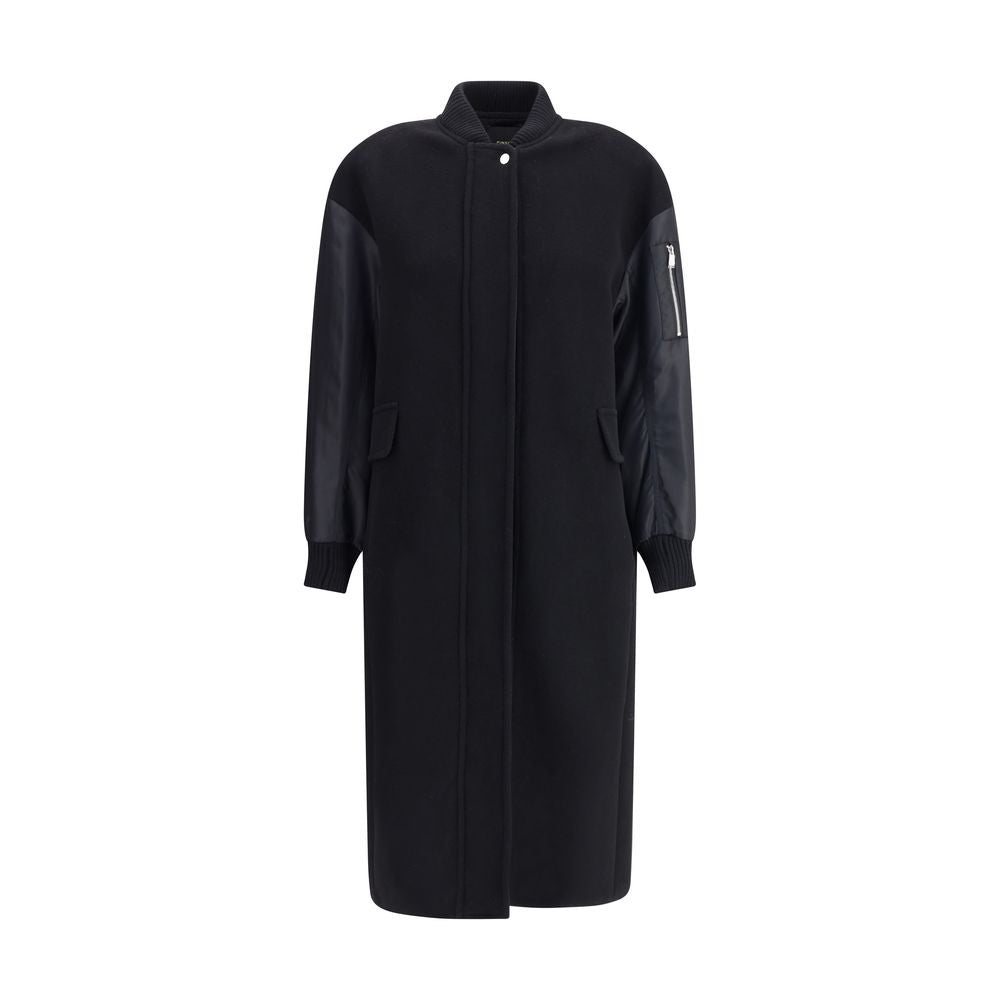 Long Coat in wool-blend cloth and technical satin - ventzia