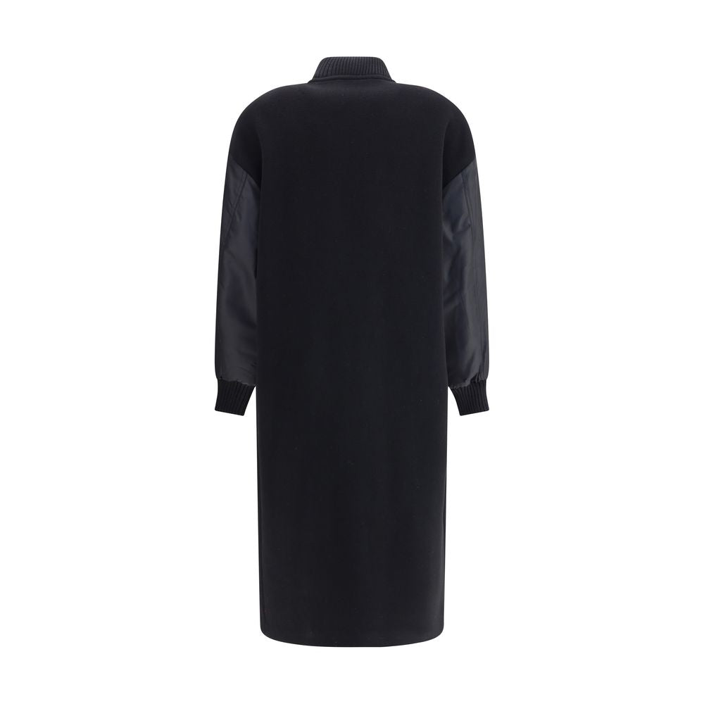 Long Coat in wool-blend cloth and technical satin - ventzia