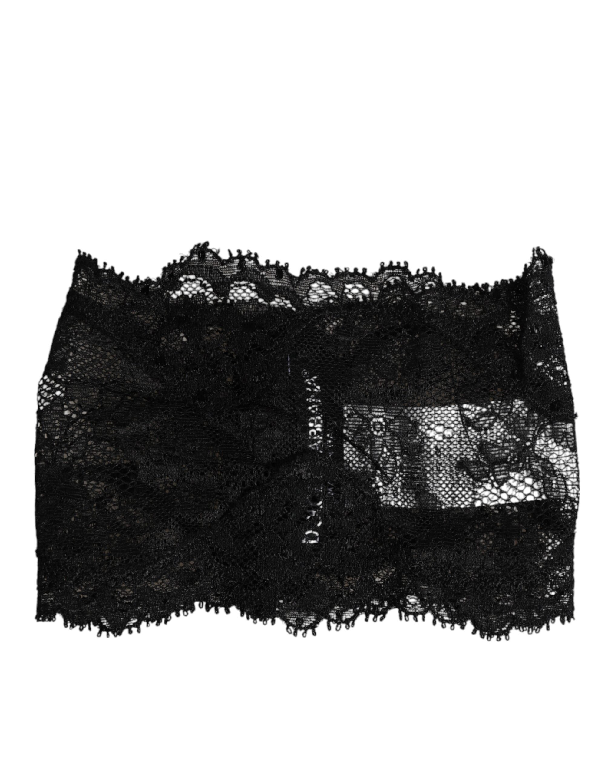Black Lace Bandeau Bustier Top Sheer Stretch Underwear - ventzia