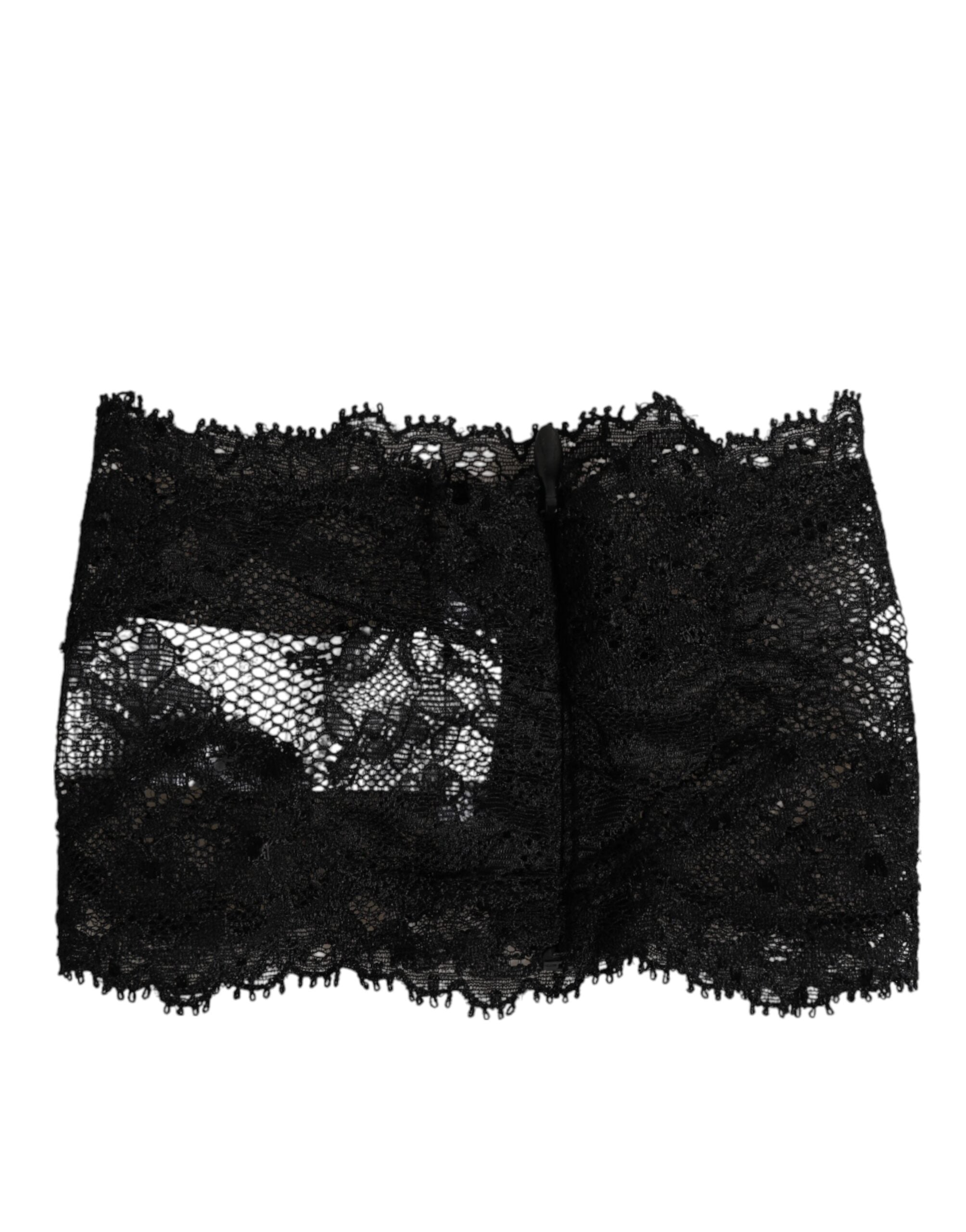 Black Lace Bandeau Bustier Top Sheer Stretch Underwear - ventzia