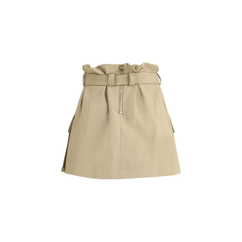 Beige Cotton Mini Skirt - ventzia