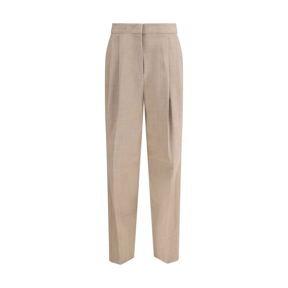 Beige Fleece Wool Dress Pants - ventzia