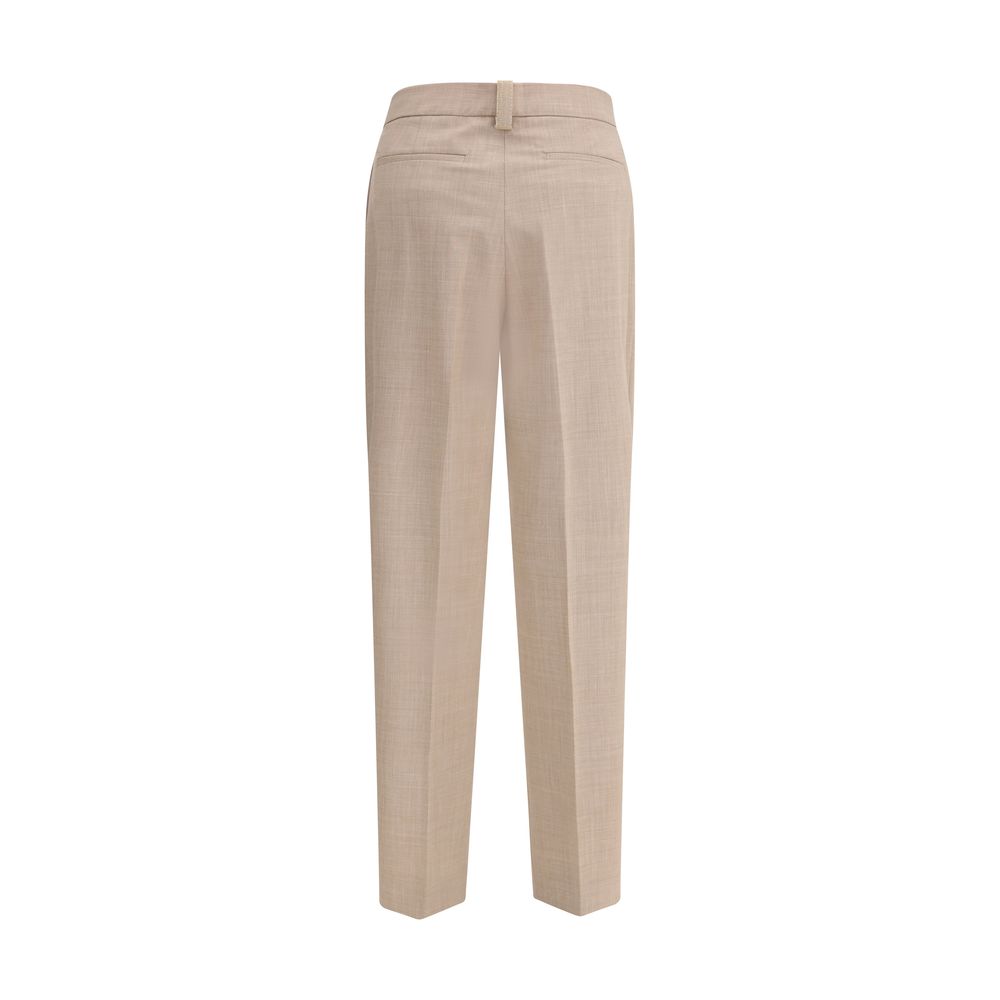 Beige Fleece Wool Dress Pants - ventzia