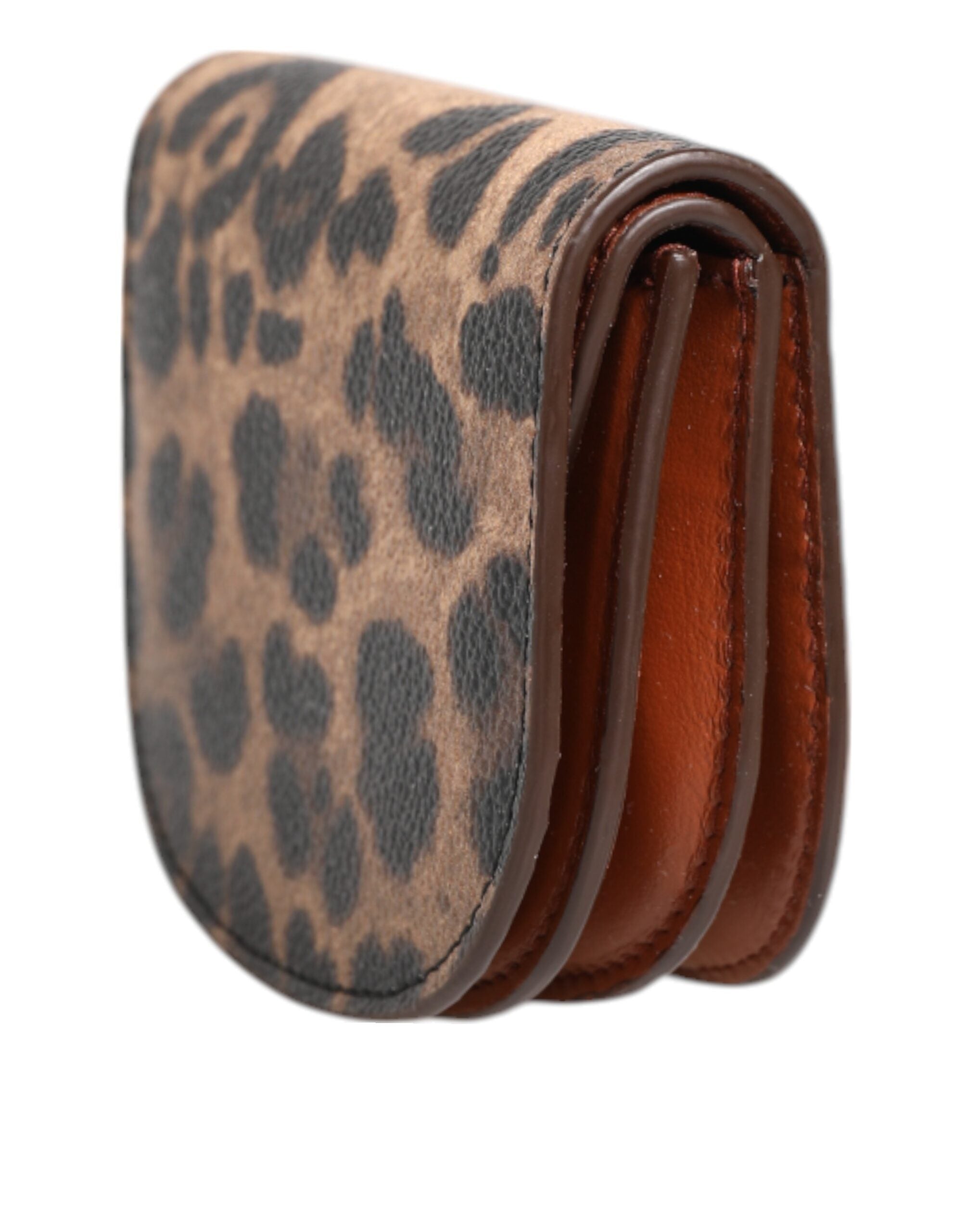 Brown Leopard Print Calf Leather Small Coin Purse Wallet - ventzia