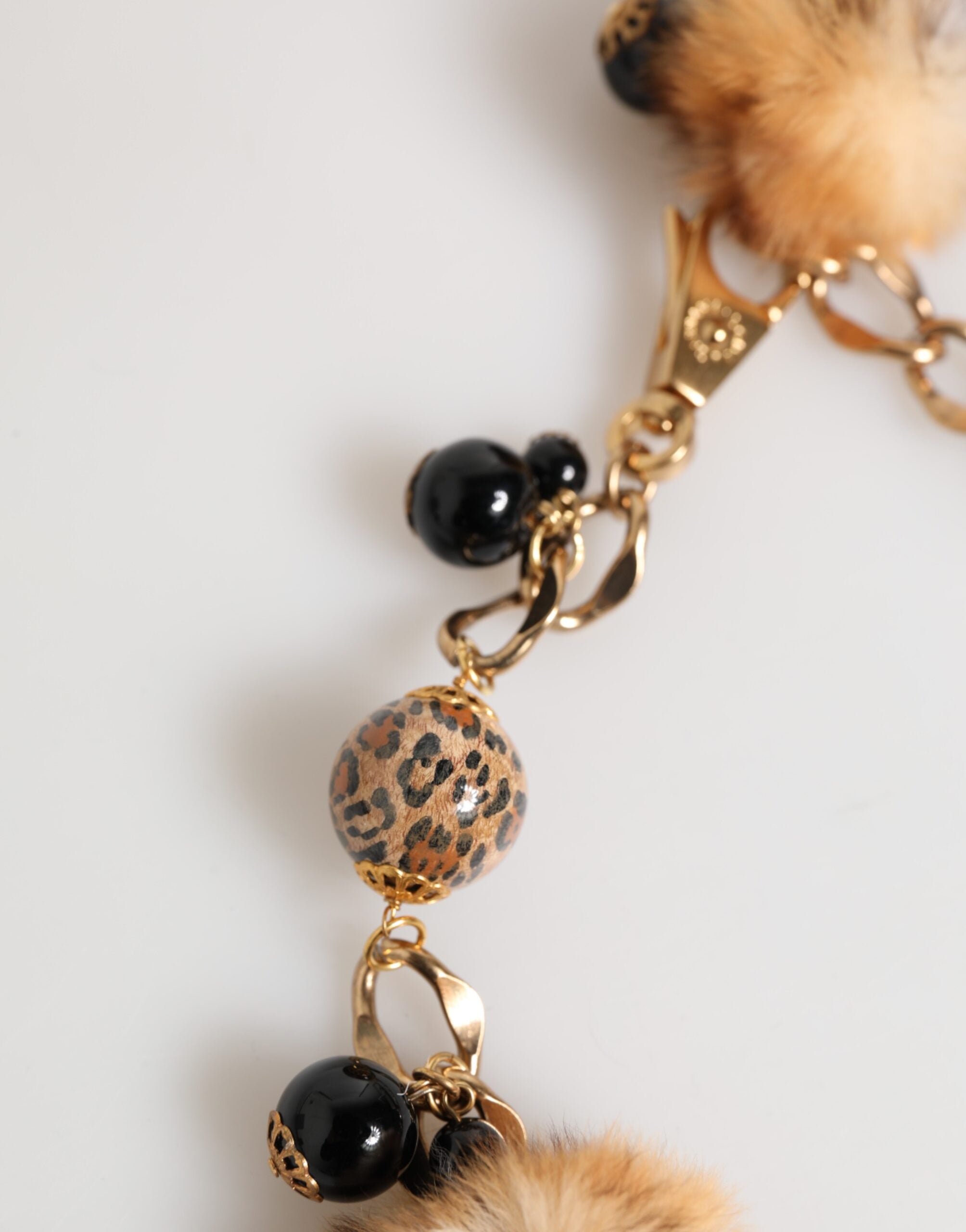 Gold Black Crystals Lapin Fur Filigree Choker Necklace - ventzia