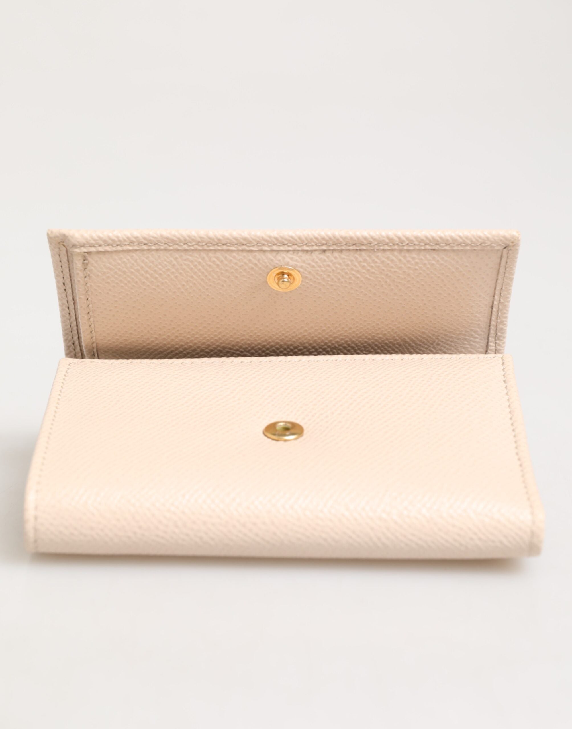 Light Pink Calf Leather DG Logo French Flap Wallet - ventzia