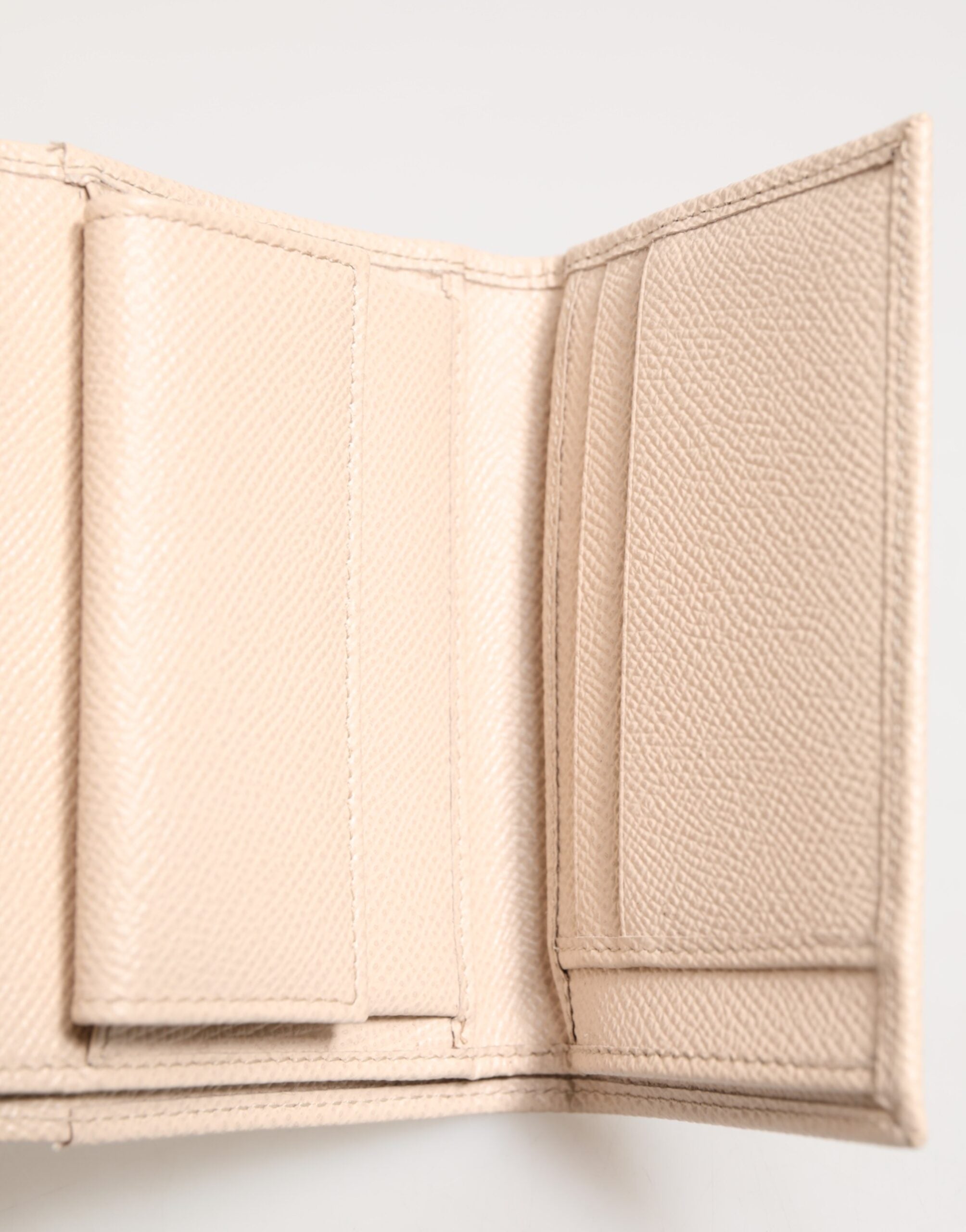 Light Pink Calf Leather DG Logo French Flap Wallet - ventzia
